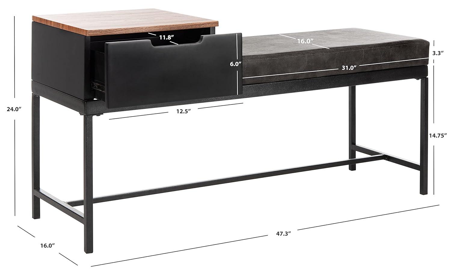 Maruka Bench with Storage - Brown/Grey - Safavieh