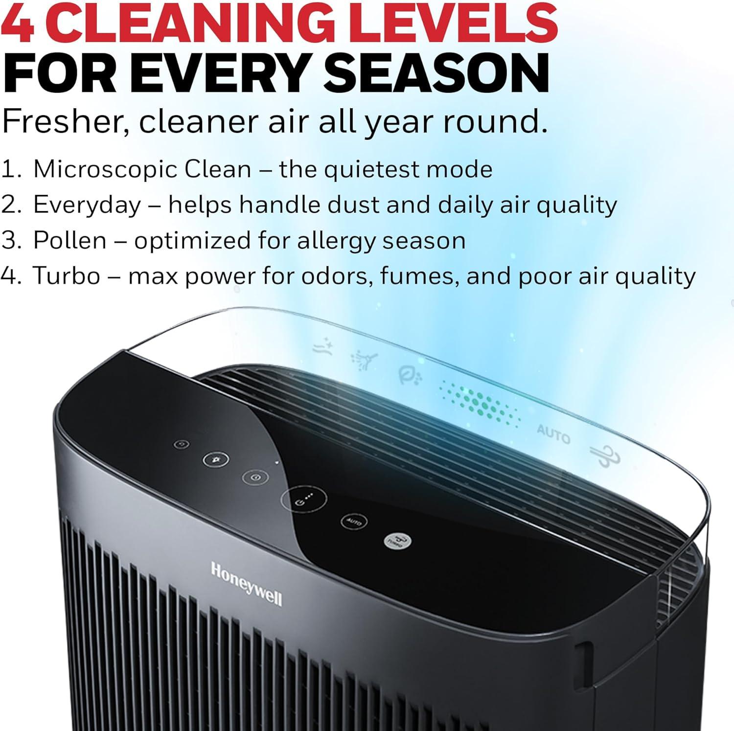 Honeywell Air Purifier, HPA5300B, 500 sq ft, HEPA Filter,  Allergen+ Plus, Smoke, Pollen, Dust Reducer