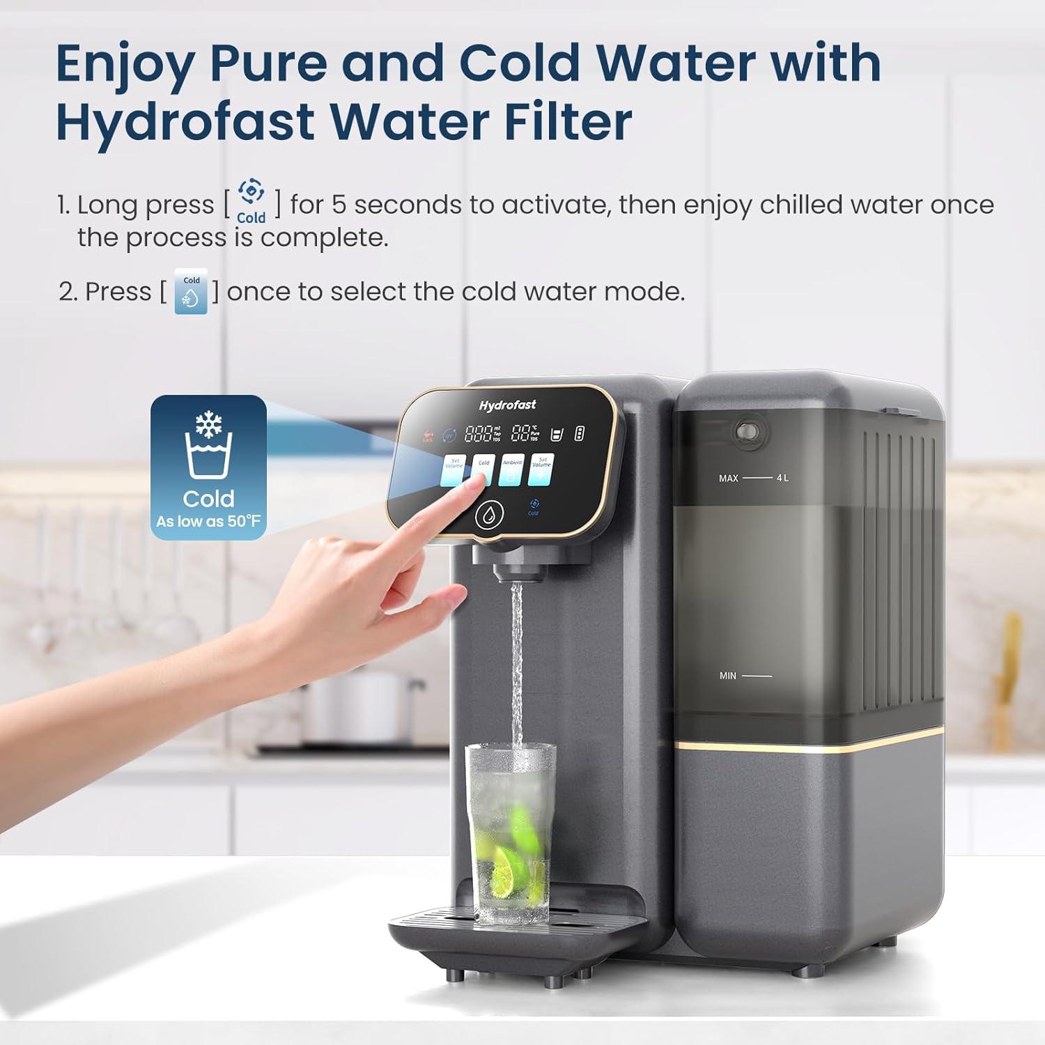 Reverse Osmosis Water Filter Countertop, Remineralization & pH Balance UV 6 Stage RO Filtration System, Portable Water Purifier