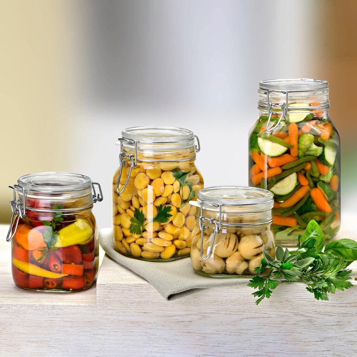 Bormioli Rocco Fido 5L Glass Jar - 169oz Airtight Storage with Metal Clamp & Rubber Gasket - Great for Kitchen Organization, Made in Italy