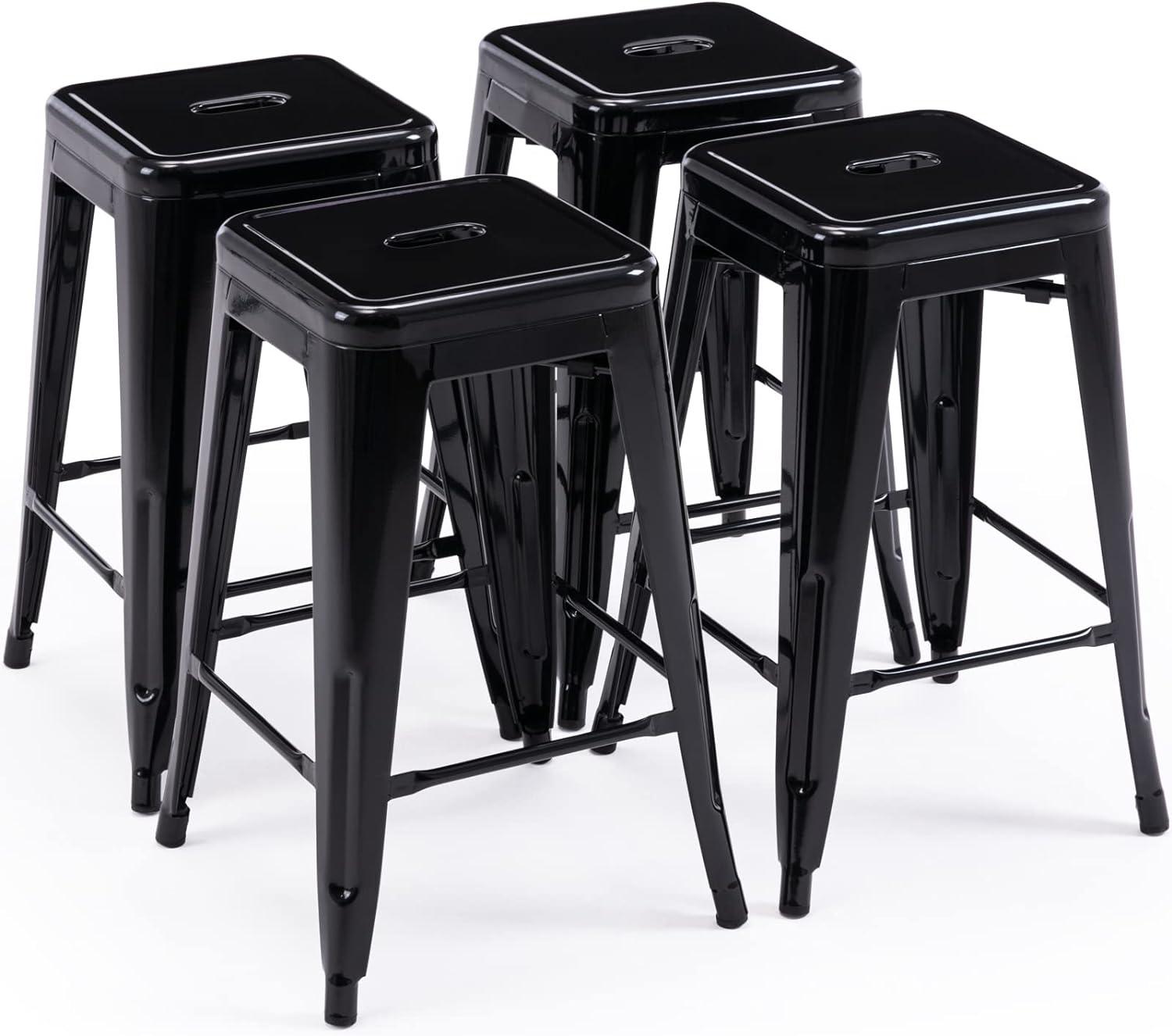 Williston Forge Kohki 24" Counter Stool Metal Bar Stools Counter Height Barstools Backless Indoor/Outdoor Bar Stools Kitchen Counter Stools Chairs(Set of 4)