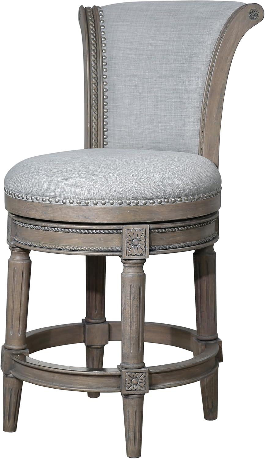 Ophelia & Co. Ted High Back Solid Wood Swivel Bar Stool