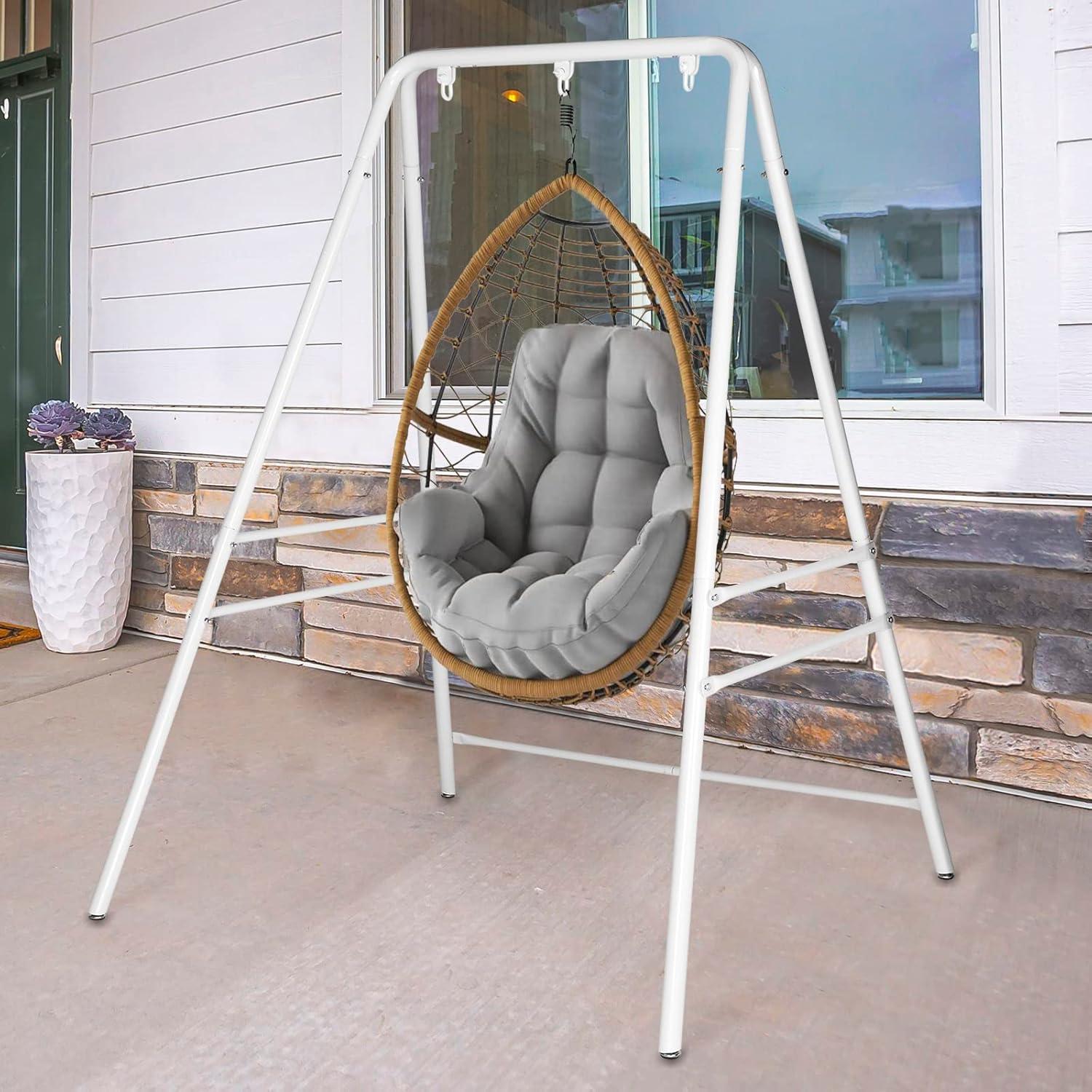 White Powder-Coated Heavy Duty Metal Hammock Chair Stand