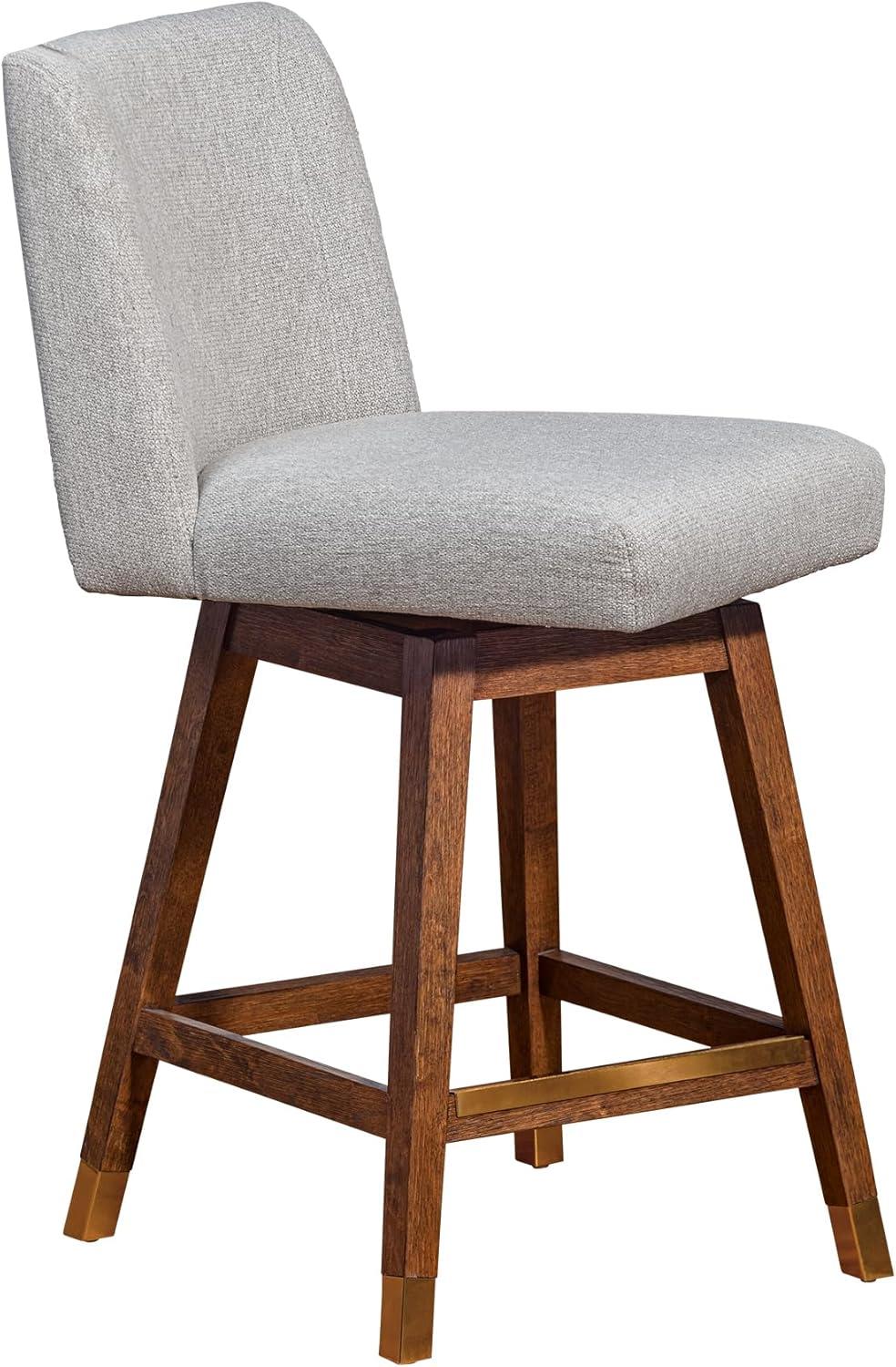 Armen Living Basila Wood Finish with Fabric Swivel Counter Height Barstool Brown Oak/Taupe