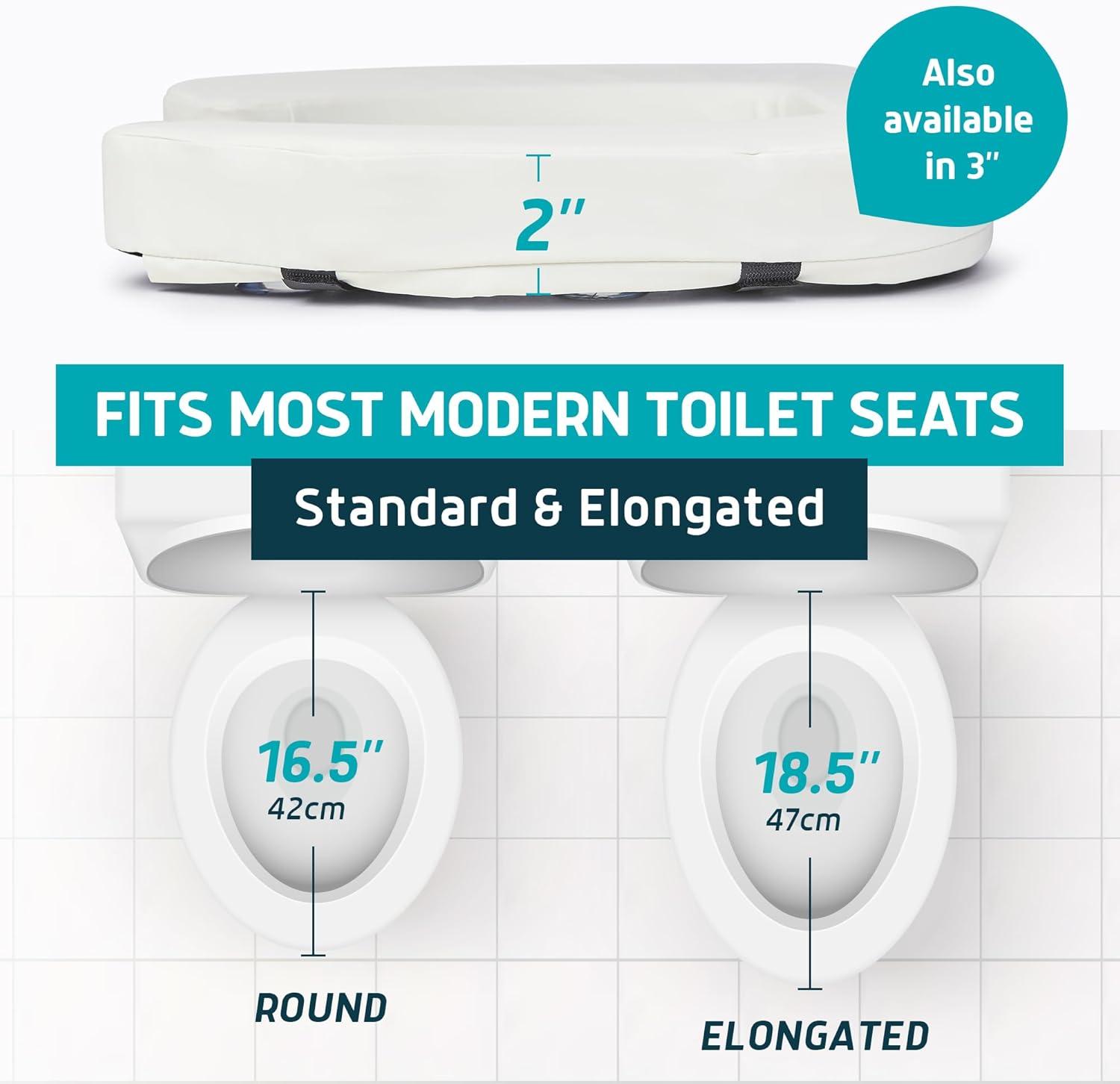 White High-Density Foam Raised Toilet Seat Cushion