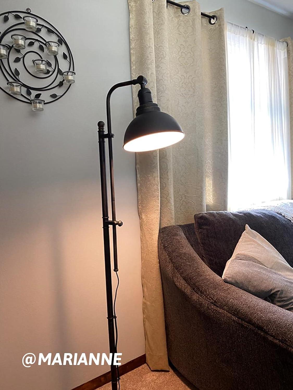 Adjustable Aged Bronze Industrial Floor Lamp with Metal Shade