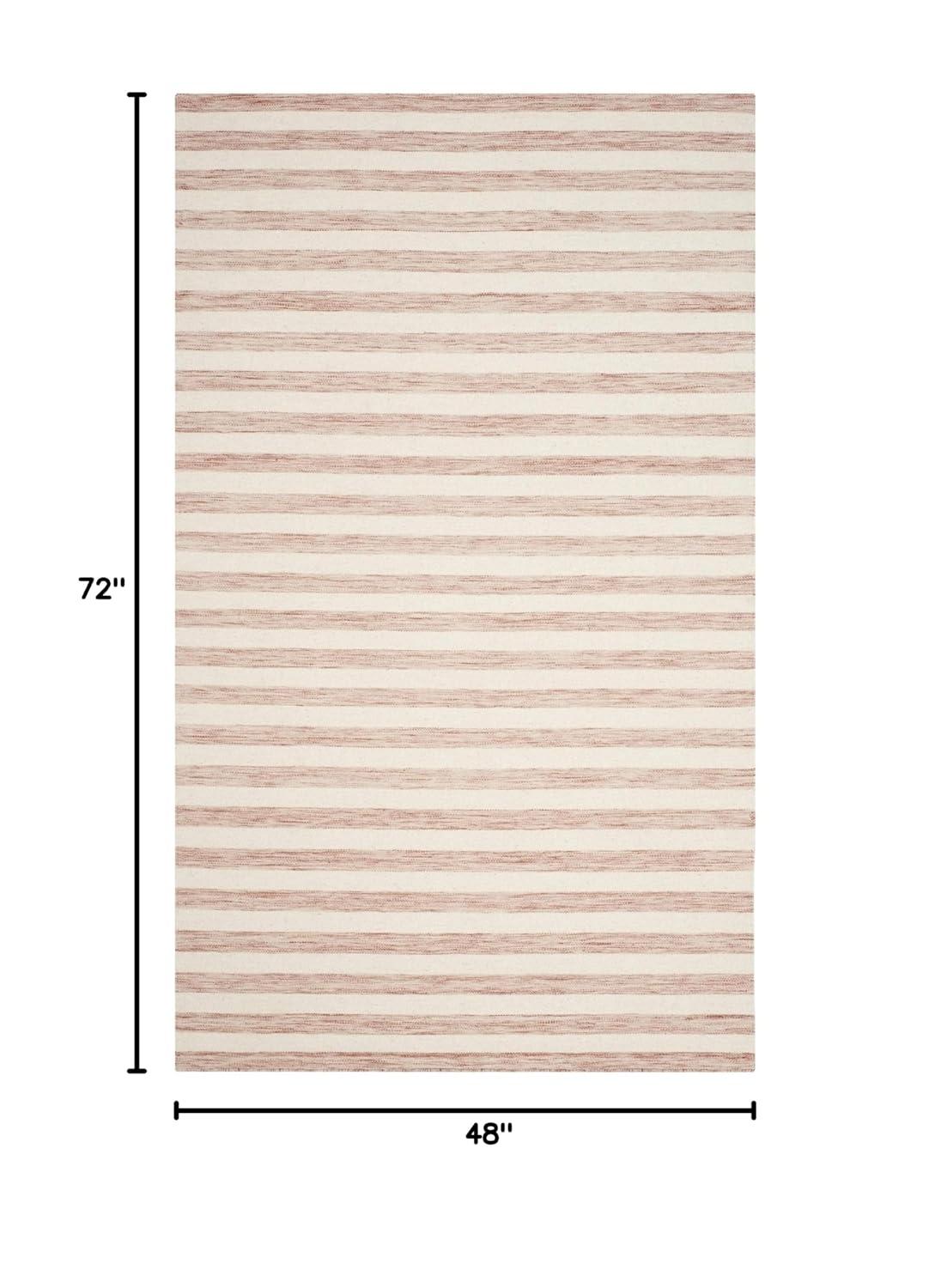 Dhurries DHU575 Hand Woven Area Rug - Rust/Ivory - 4'x6' - Safavieh.