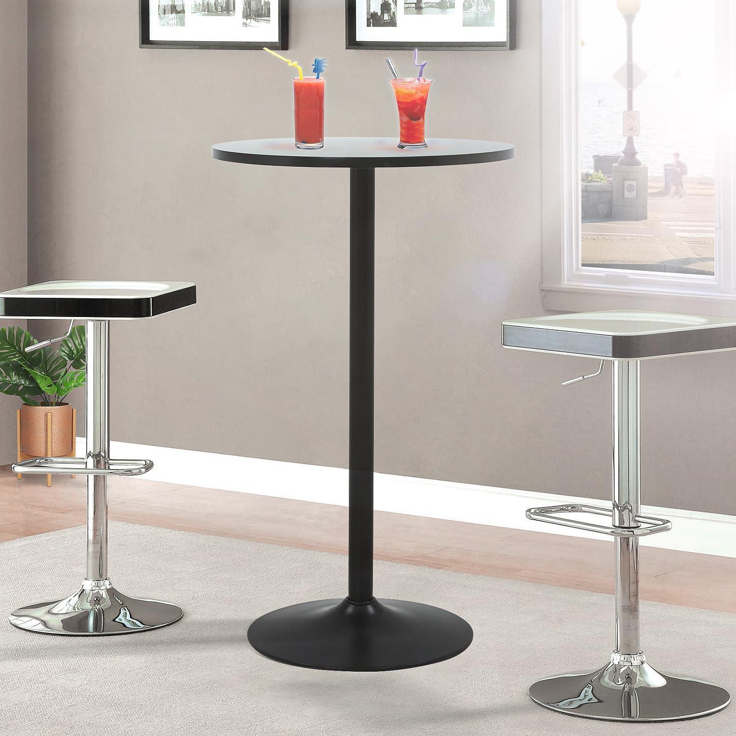 FDW Modern Round Pub Hydraulic Dining Room Home Kitchen Bar Top Tall Table, Black