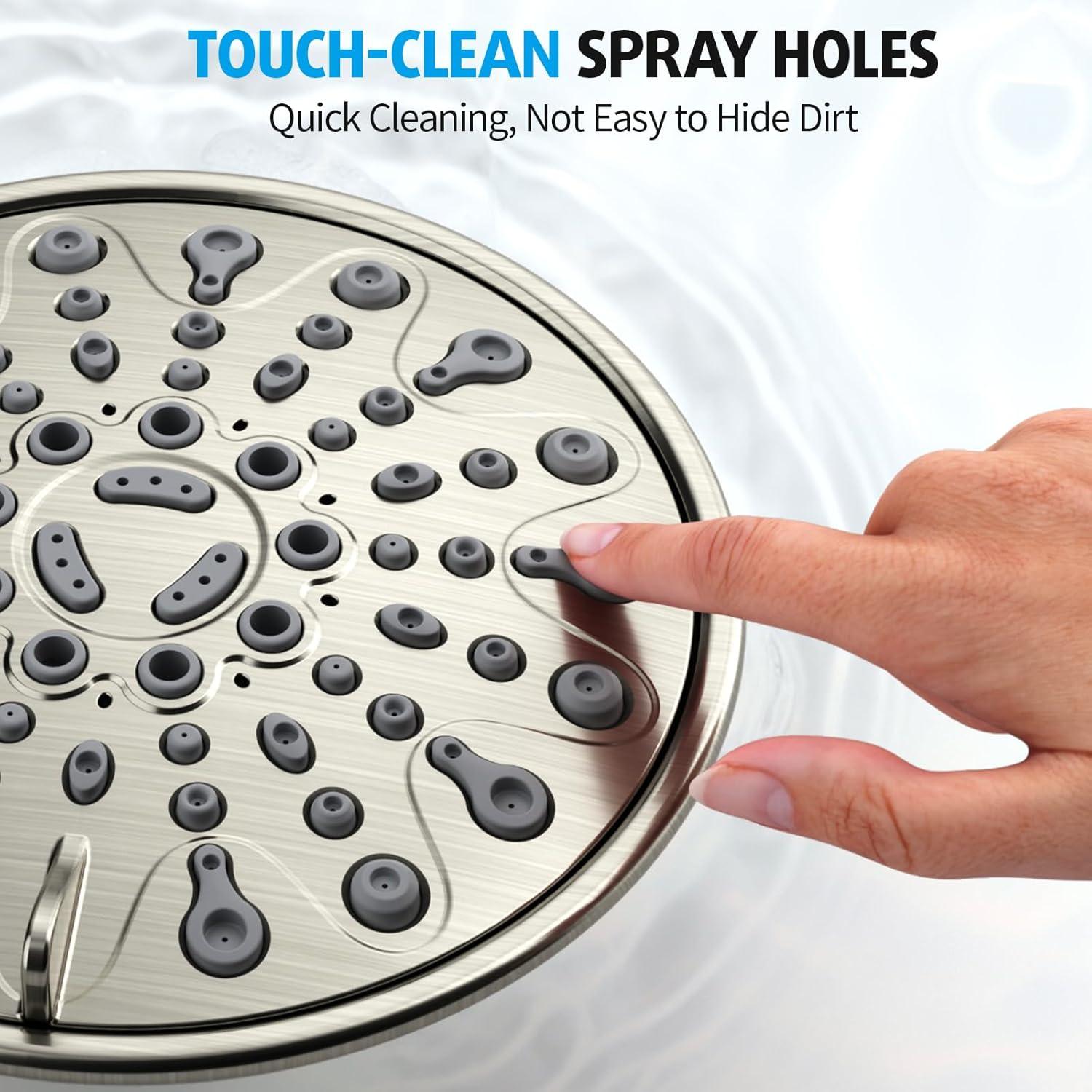 Brushed Nickel Shower Faucet Set, EMBATHER Shower Fixtures with 6 Inch Rainfall Shower Head, Single Handle Control Shower Valve and Trim Kit