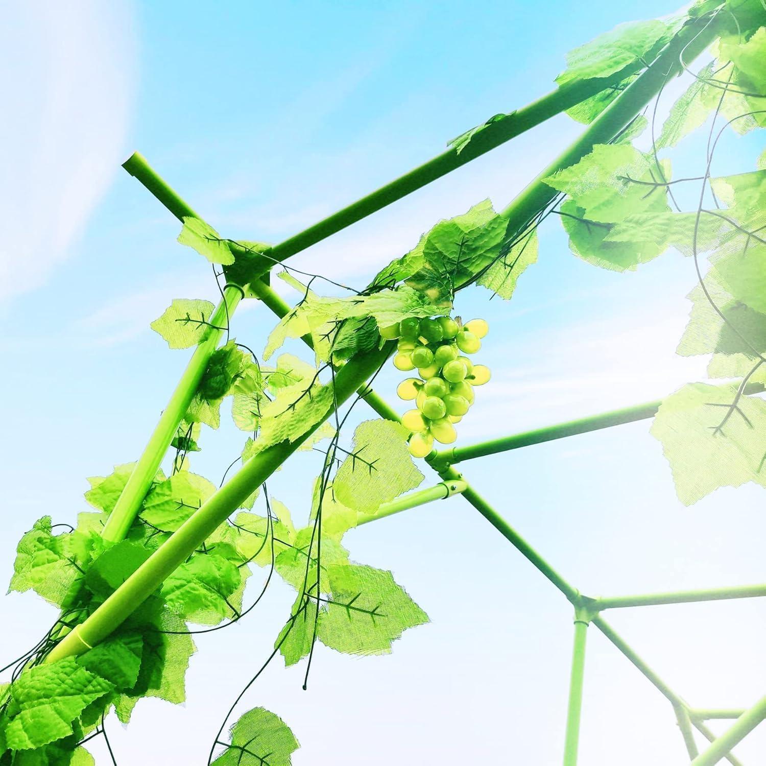 OUTOUR Large Grape Vine Support Arch Arbor Gazebo Trellis Rack Pergola 118'' L x 79'' W x 90.5'' H Plastic-Coated Metal Large Cane Frame for Vineyard Outdoor Patio Lawn Yard Garden Decoration White