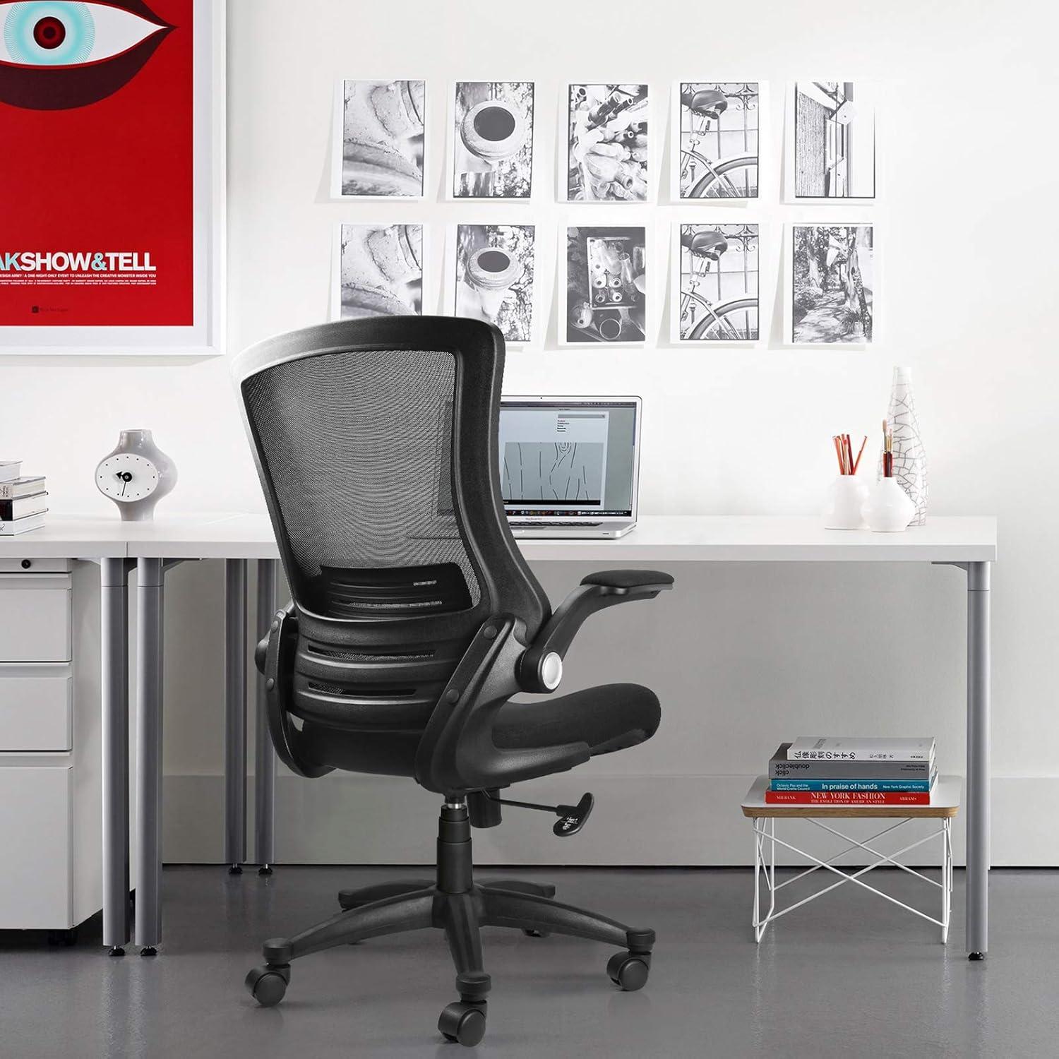 Ergonomic Black Mesh Swivel Task Chair with Adjustable Arms