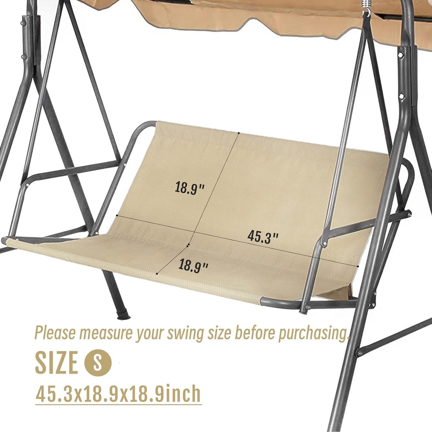 Porch Patio Swing Seat Cover, Bench Swing Replacement Covers, 600D Thicken Oxford Waterproof Fabric Swings Seat Cover for Outdoor Garden Swings Chair 45.3x18.9x18.9inch(Beige-S)