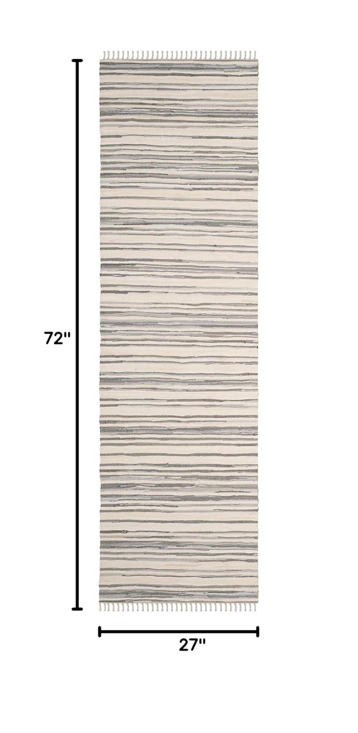 Rag Rug RAR126 Hand Woven Indoor Runner Rug - 2'3"x6' - Ivory/Grey - Safavieh