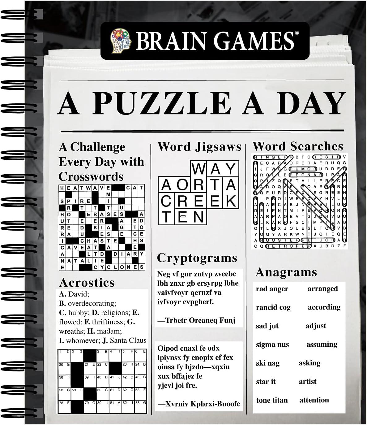 Brain Games - A Puzzle a Day - by  Publications International Ltd & Brain Games (Spiral Bound)