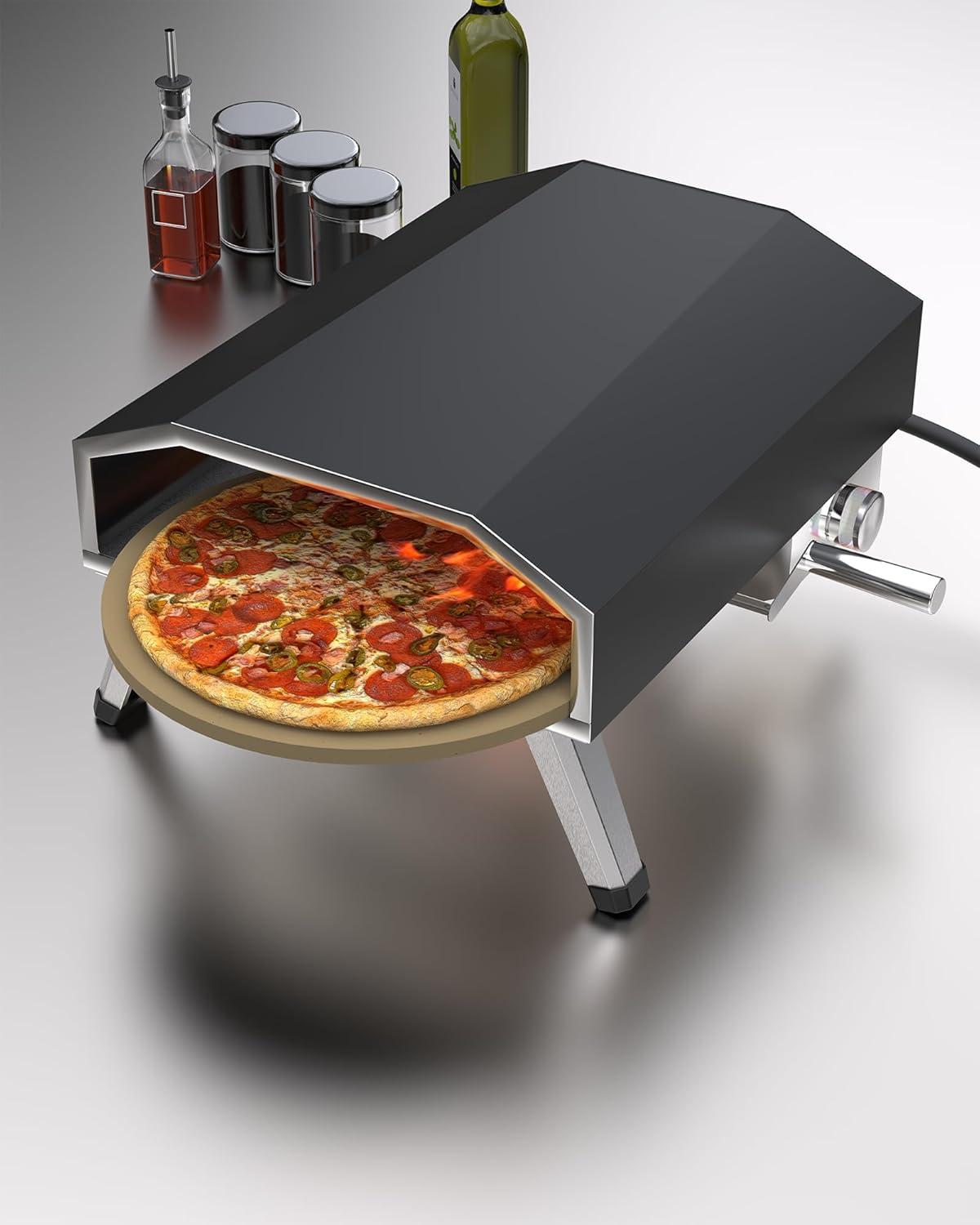 Towallmark 16" Gas Outdoor Pizza Oven, [Automatic Rotating] [Foldable Legs] Portable Pizza Maker, 1000°F 8000W [Quickly Bake] [Stainless Steel] Rotatable Pizza Grill for Outdoor Cooking Camping