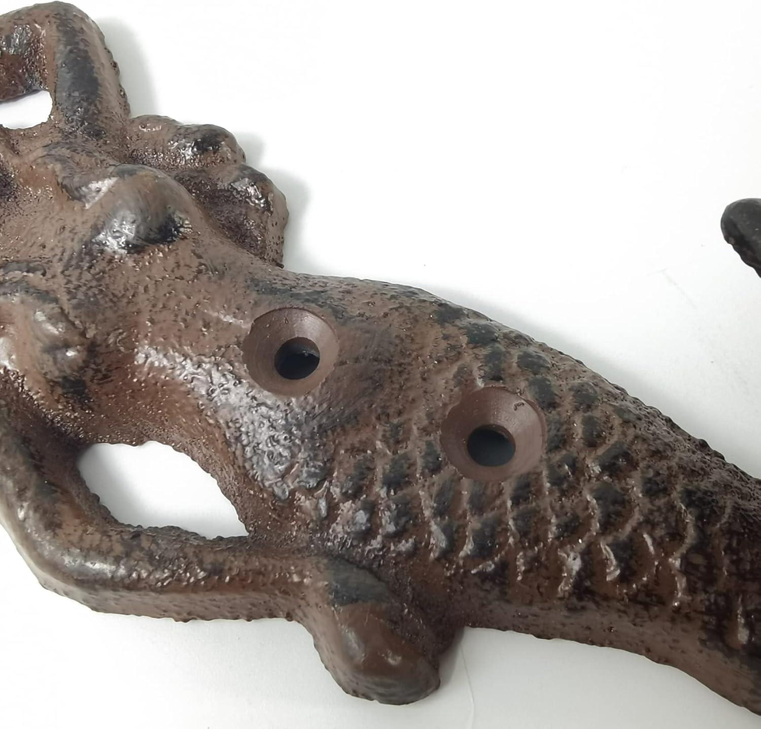 2PCS Rustic Cast Iron Mermaid Hook Wall Hanger Decor Beach Nautical Towel Holder