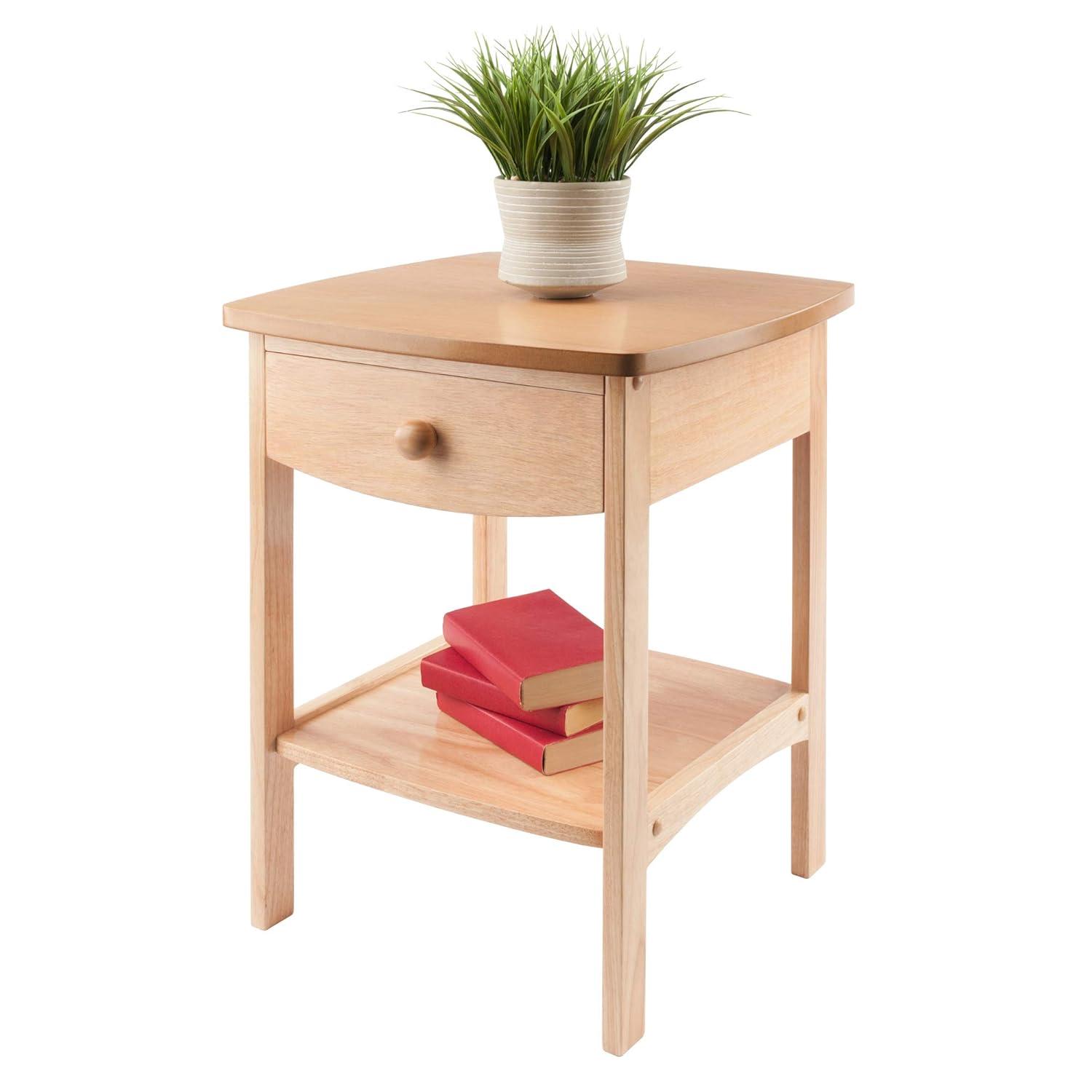 Winsome Claire Nightstand Accent Table Natural: Bedside Table with Storage Shelf, Wood Veneer Surface