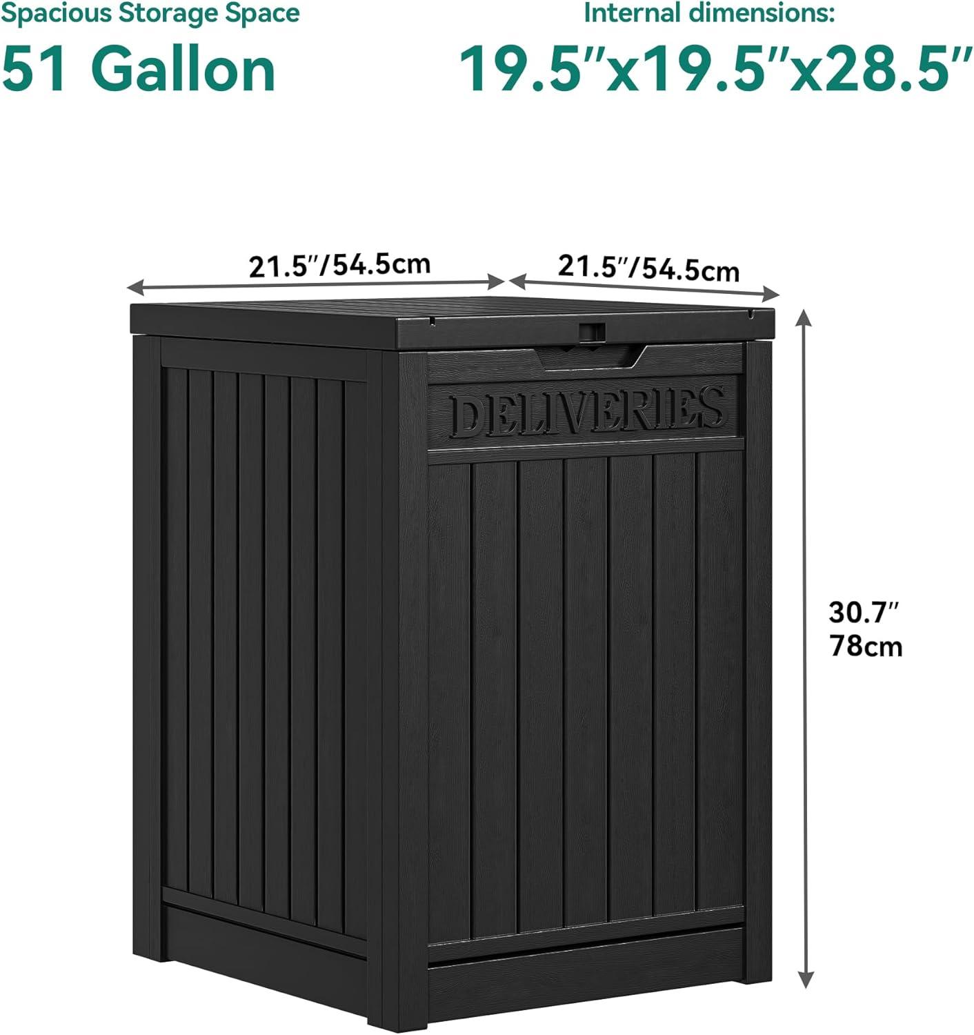 51 Gallon Outdoor Storage Box Delivery Letter Package Parcel Lock Mailbox Resin