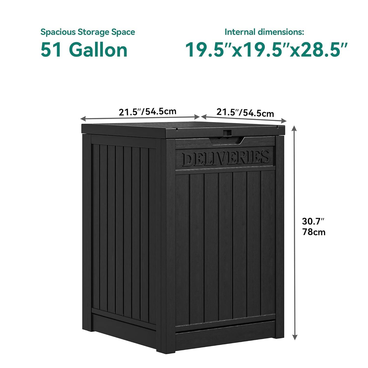 51 Gallon Outdoor Storage Box Delivery Letter Package Parcel Lock Mailbox Resin