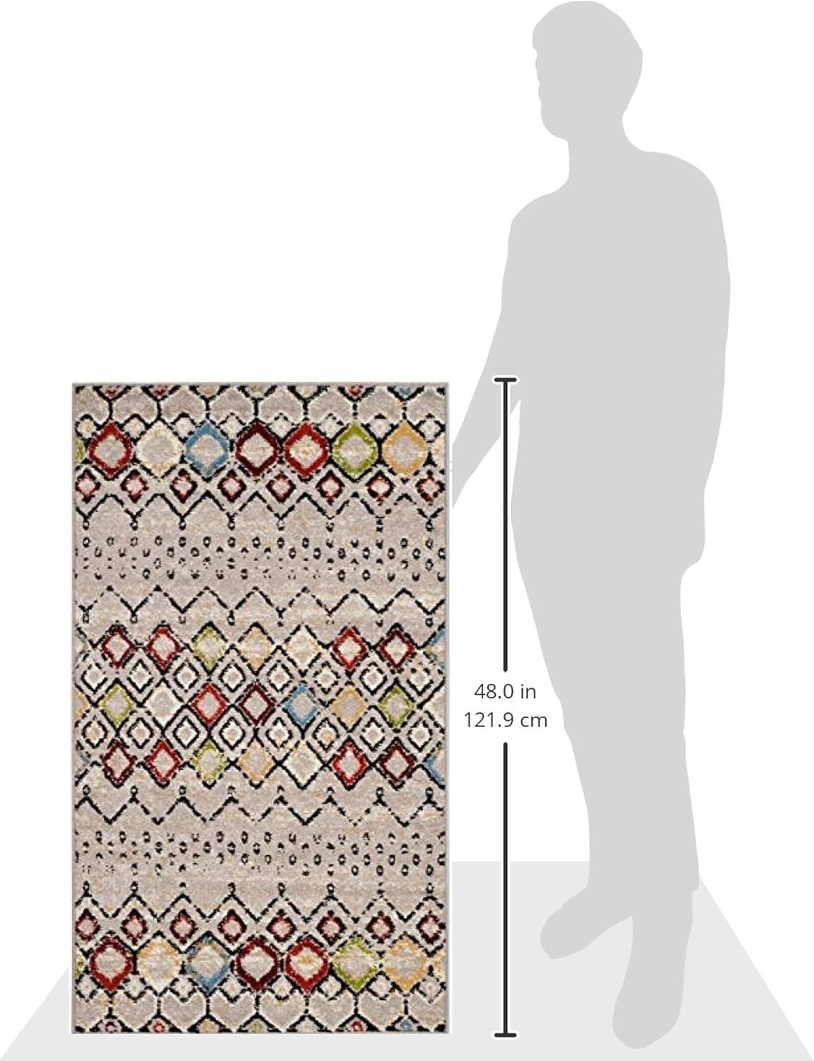 Amsterdam AMS108 Power Loomed Indoor Accent Rug - Light Grey/Multi - 2'3"x4' - Safavieh