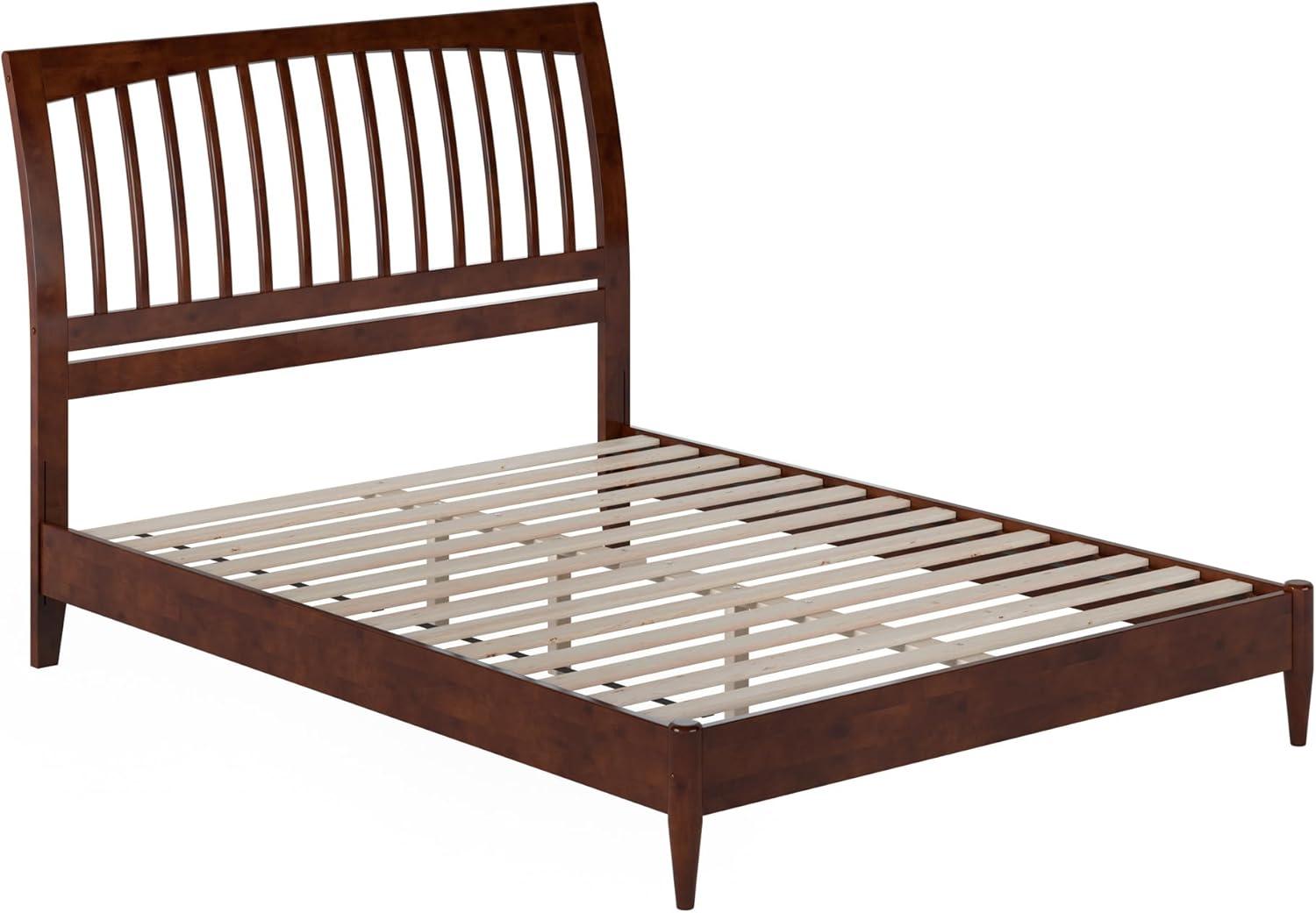 AFI Orleans Queen Solid Wood Low Profile Sleigh Platform Bed, Walnut