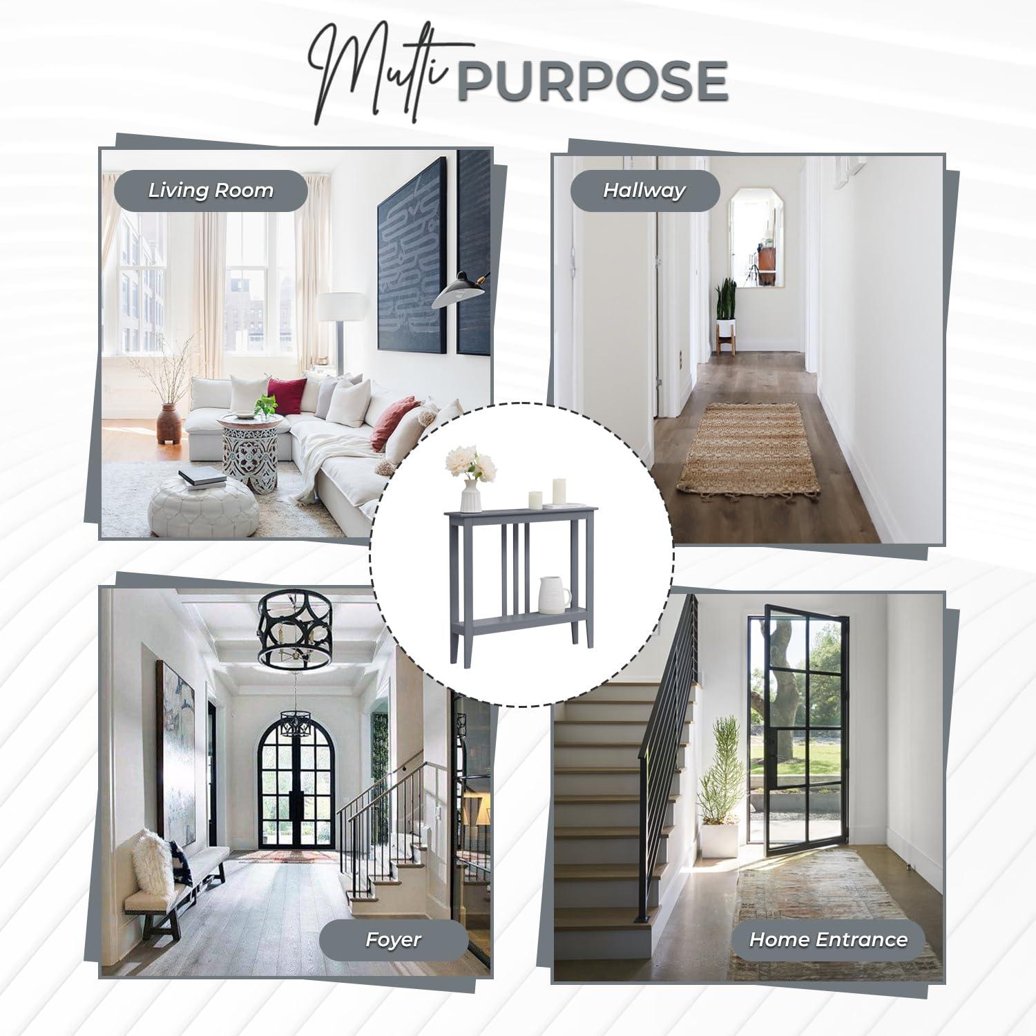 Kings Brand Furniture - Balfour Narrow Console Table with Shelves for Entryway, Hallway, Living Room, or Foyer (Red)