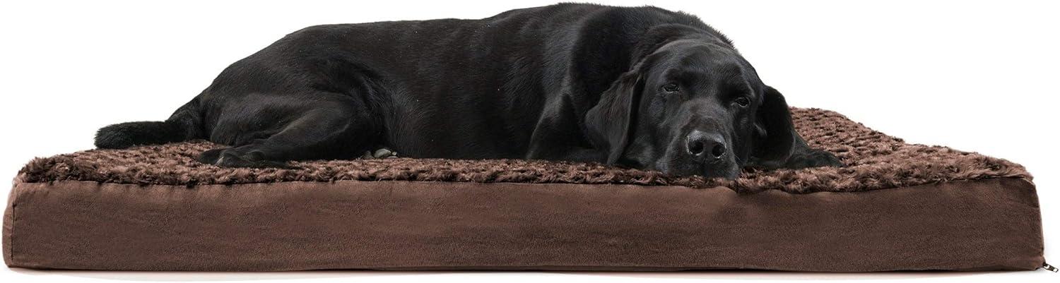 X-Large Orthopedic Chocolate Faux Fur Pet Bed