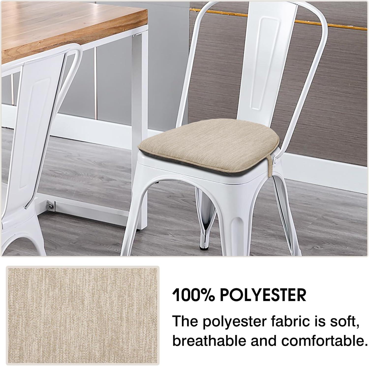 Shinnwa Chair Cushions Set of 4 Seat Cushions Soft Velvet Non Slip Chair Pads for Kitchen Dining Chairs 15 x 16 inch, Gray