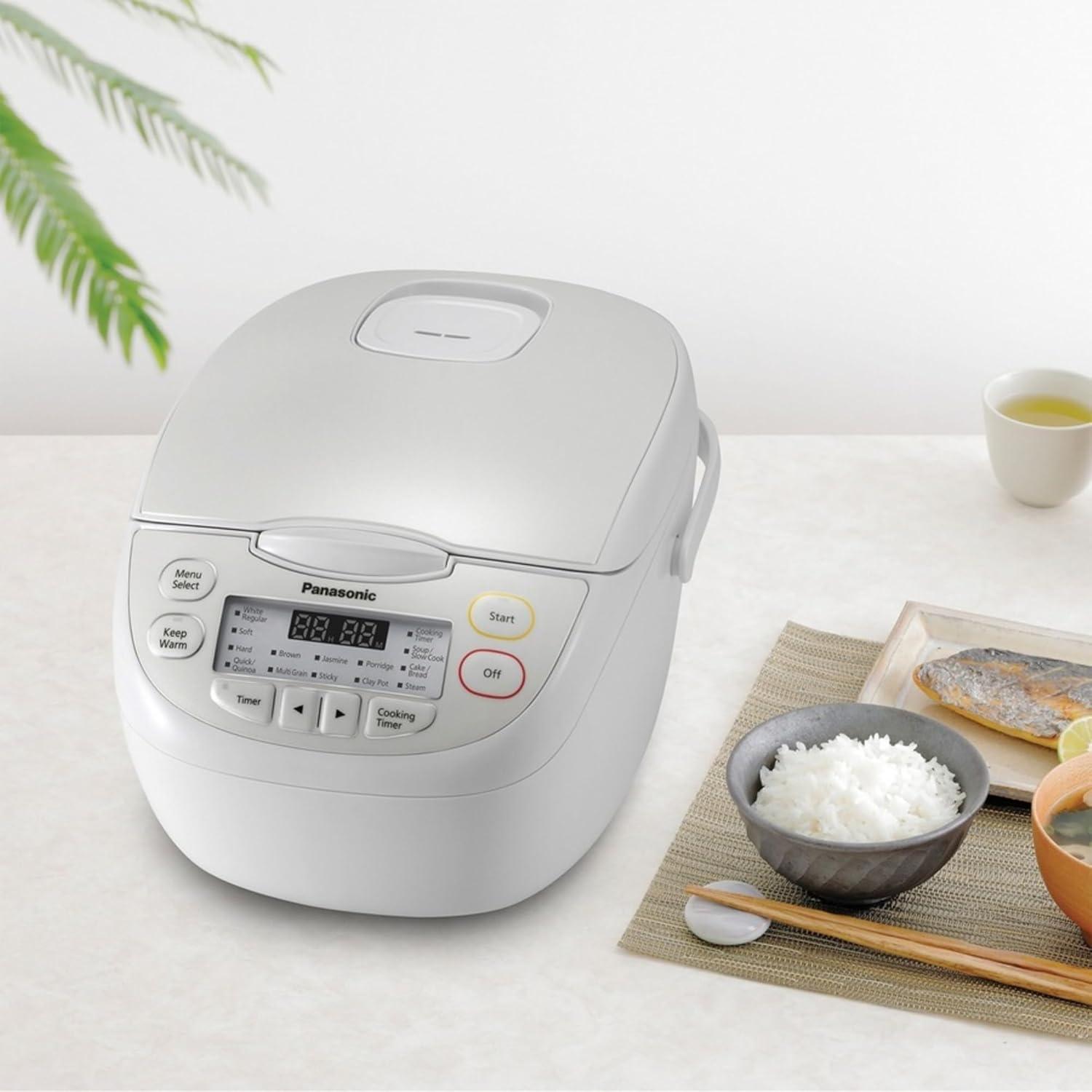 White Electric Non-Stick Rice Cooker with Steamer