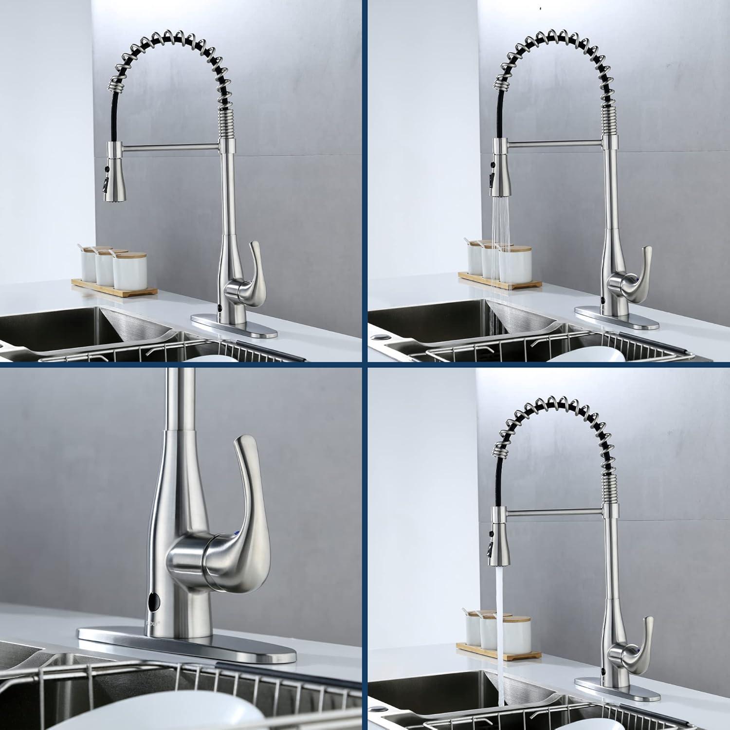 Touchless Spring Neck Pull Down Single Handle Kitchen Faucet