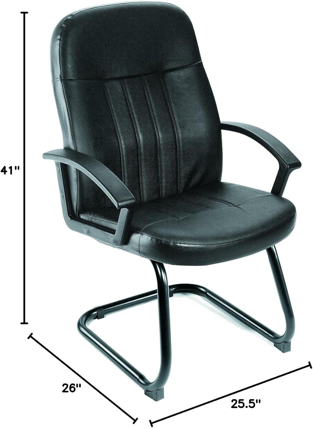 Executive Leather Budget Guest Chair Black - Boss Office Products: Metal Frame, Padded, Fixed Arms, Spot Clean