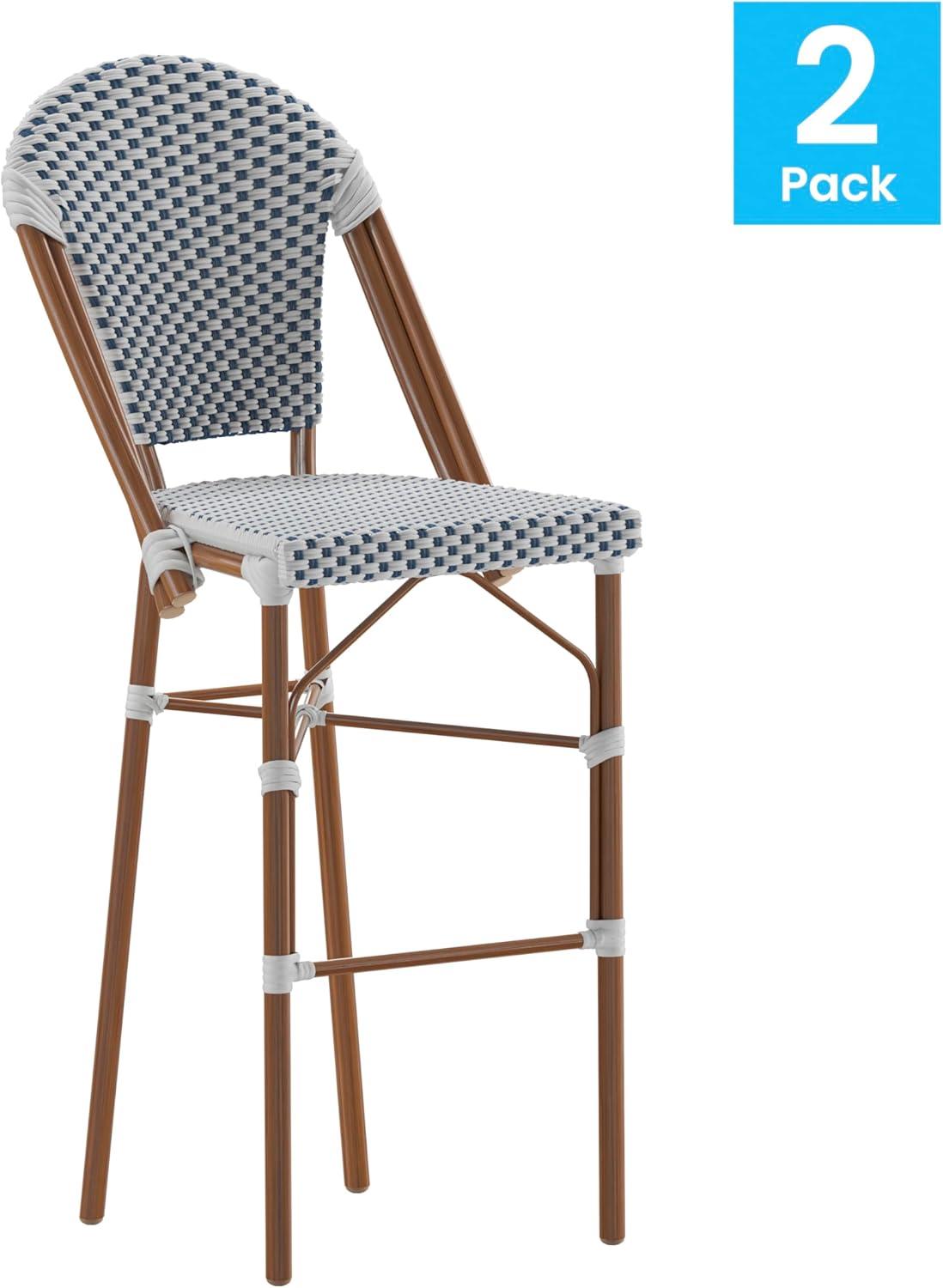 Flash Furniture Lourdes Set of 2 Commercial Grade Stackable Indoor/Outdoor Bistro 30" High Bar Height Stools