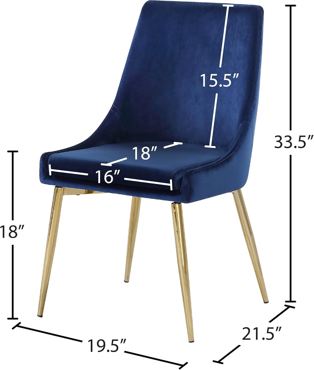 Karina Navy Velvet Dining Chair, Set of 2-Color:Navy Velvet,Finish:Gold,Style:Contemporary