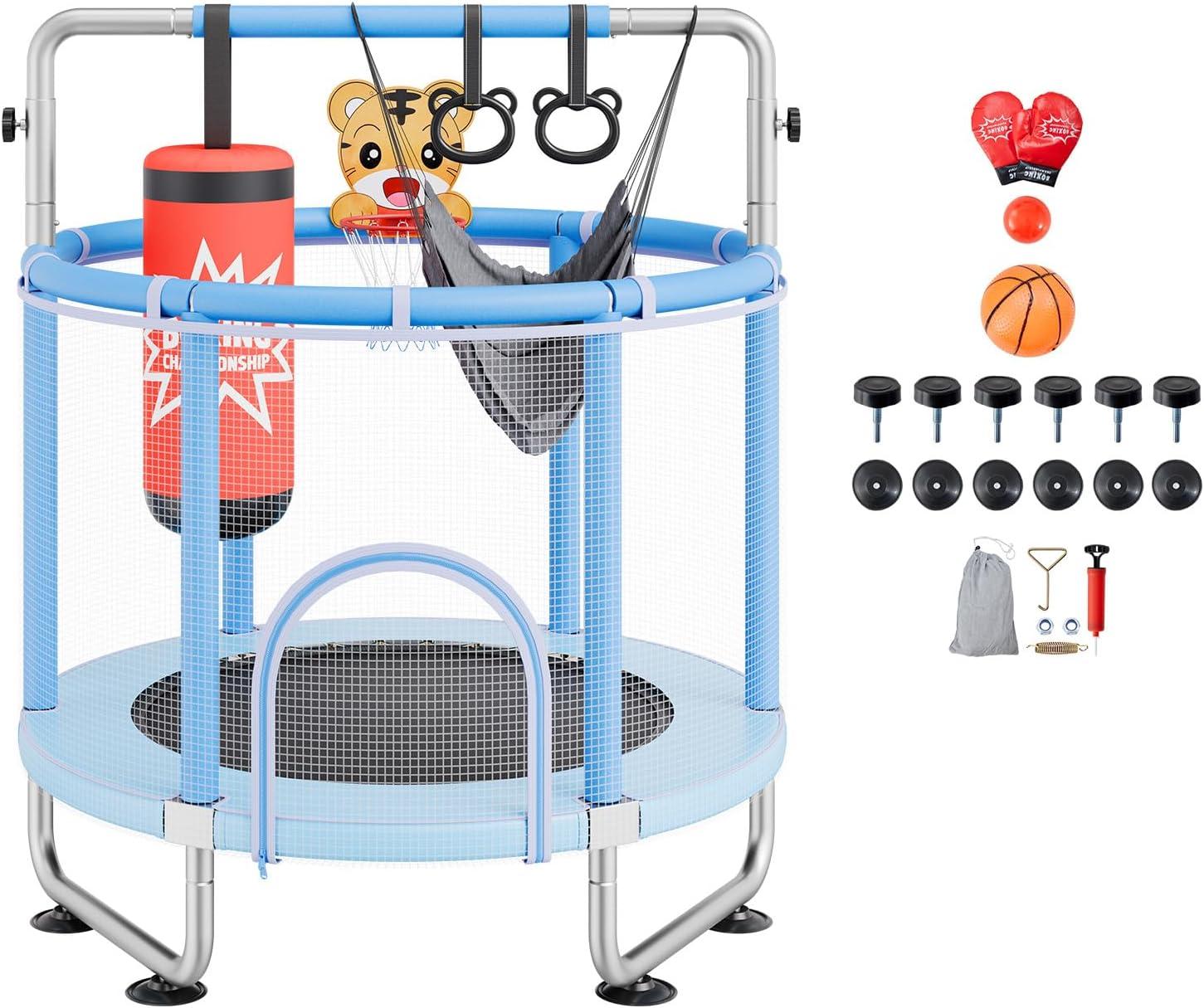 VEVOR 56" Trampoline for Kids Foldable Mini Toddler Trampoline Indoor Outdoor