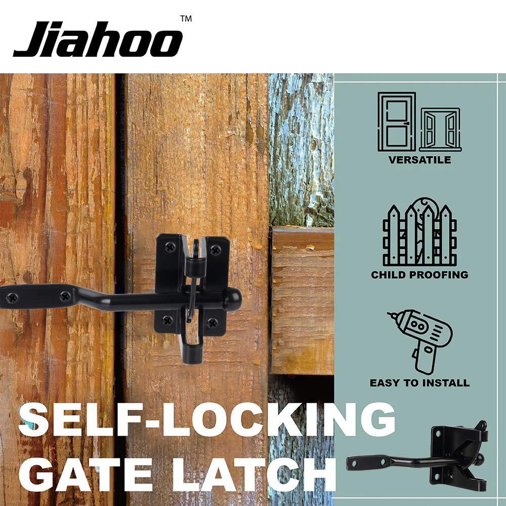 Gate Latch Automatic Gate Gravity Latch Self Locking Fence Gate Latch with Pull Cable for Wooden Fence Gates Door, Black