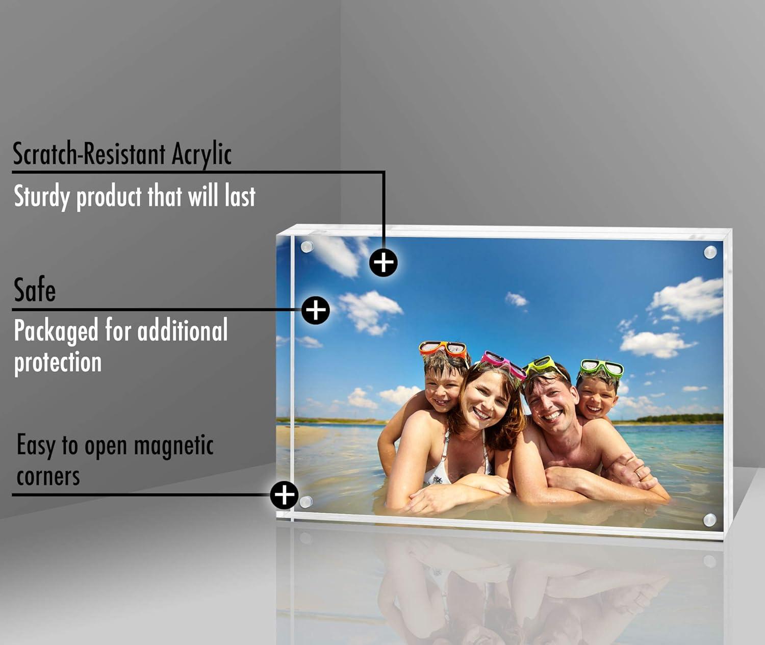 4x6 Acrylic Picture Frame - Clear Magnetic Photo Frame for Tabletop Display - Sleek and Stylish Plexiglass Frame - Horizontal and Vertical Format - Ideal for Home Décor and Gifts