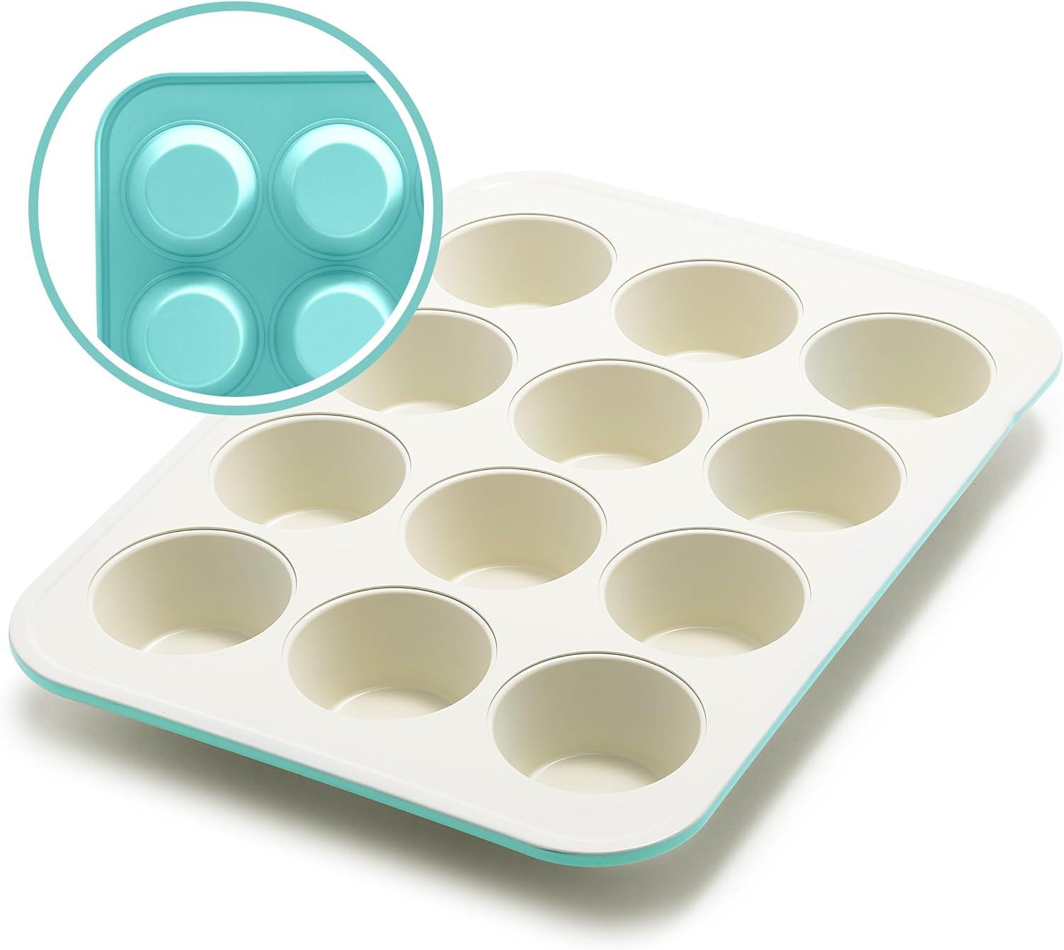 Turquoise Ceramic Nonstick 12-Cup Muffin Pan