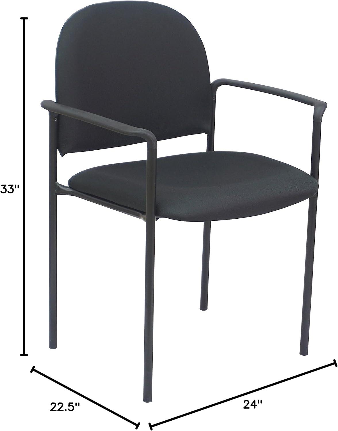 Black Fabric Upholstered Stacking Guest Chair with Arms