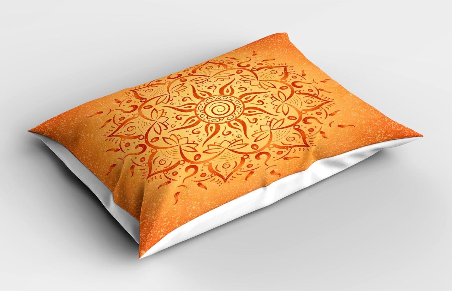 Ambesonne Ambesonne Leaf Pillow Sham 2 Pack Orange Mandala 26"x20" Orange
