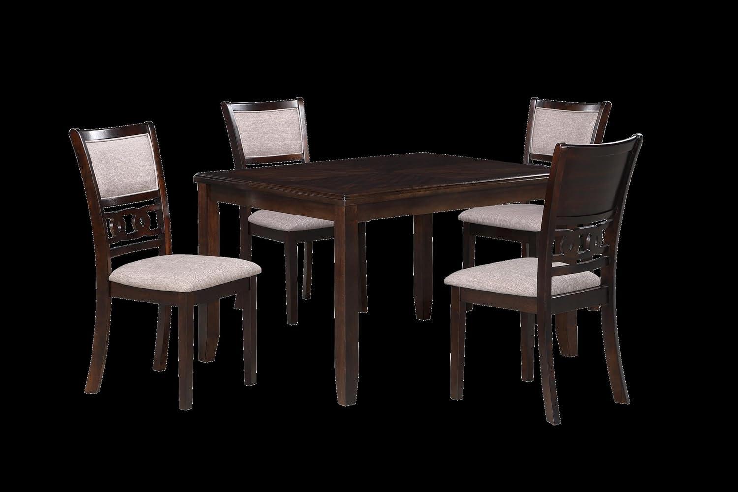 New Classic Gia 48" 5-Piece Rectangular Wood Dining Set with 4 Chairs in Cherry