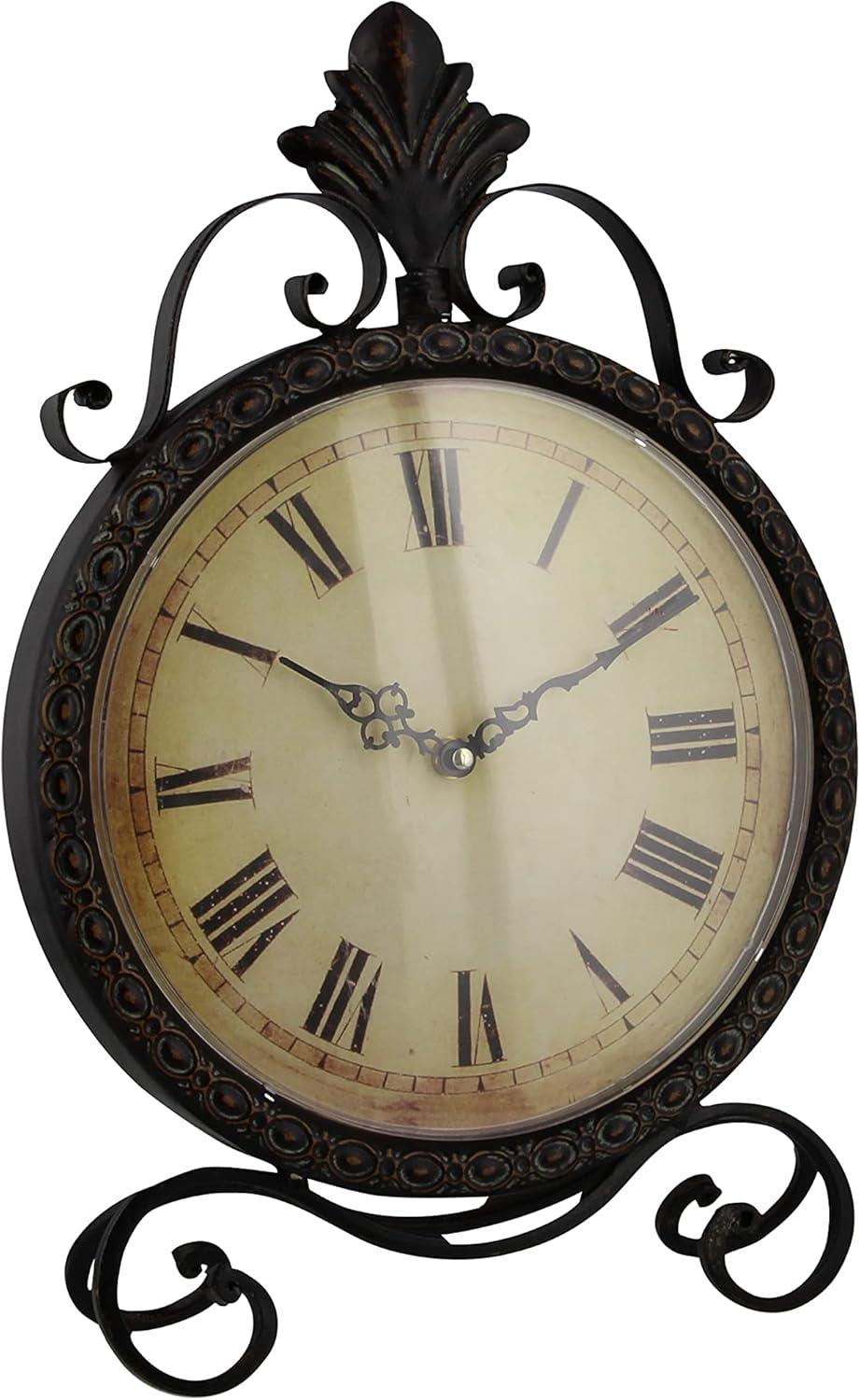 DecMode 17" Brown Metal Scroll Clock