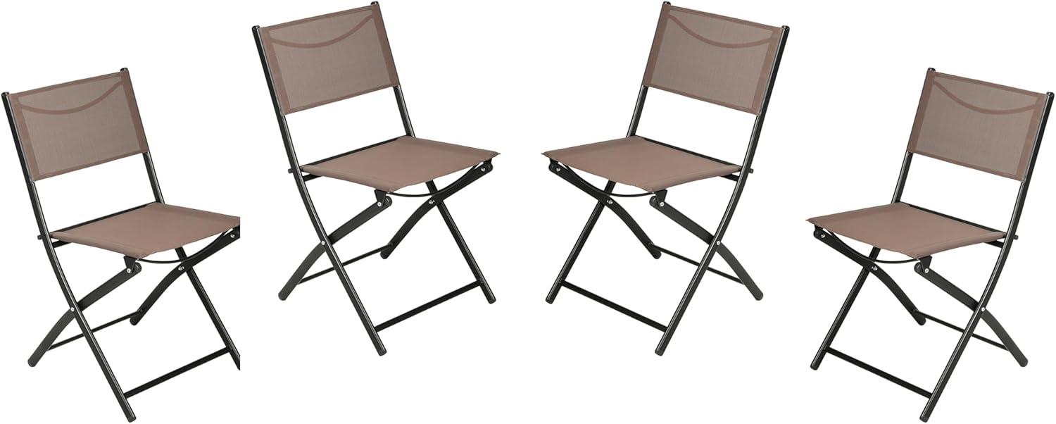 Flash Furniture Brazos Set of 4 Commercial Grade Indoor/Outdoor Folding Chairs with Brown Flex Comfort Material Backs and Seats and Black Metal Frames