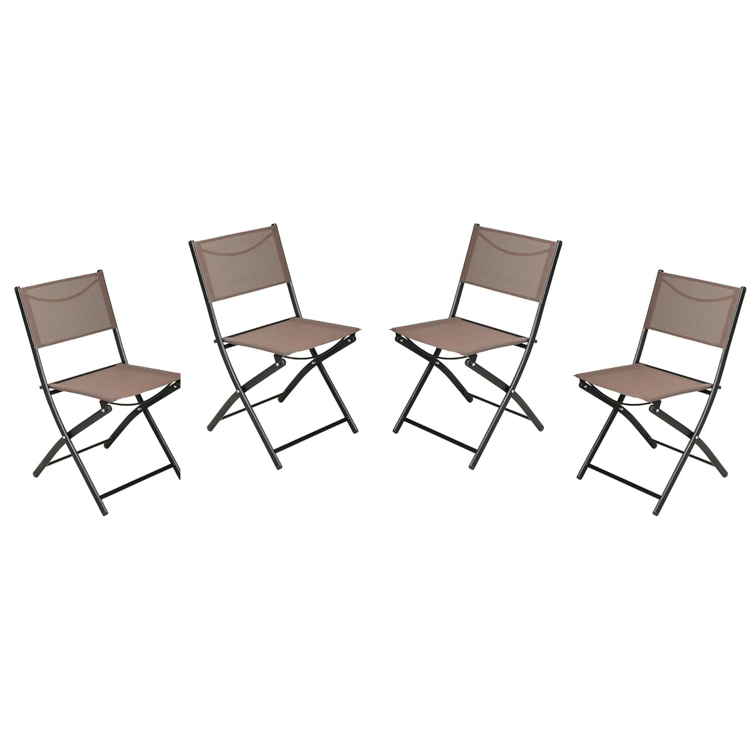 Flash Furniture Brazos Set of 4 Commercial Grade Indoor/Outdoor Folding Chairs with Brown Flex Comfort Material Backs and Seats and Black Metal Frames