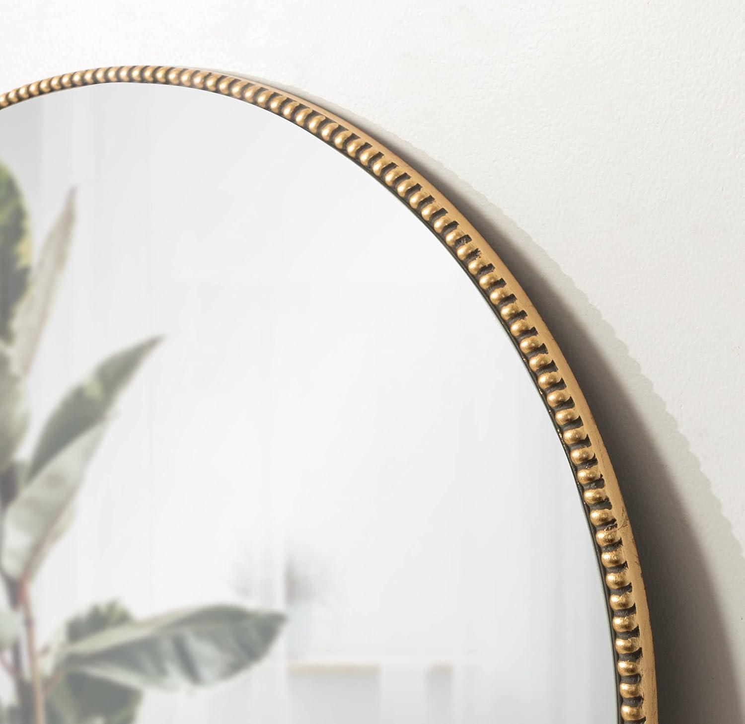 Gwendolyn Round Beaded Accent Wall Mirror Gold - Kate and Laurel