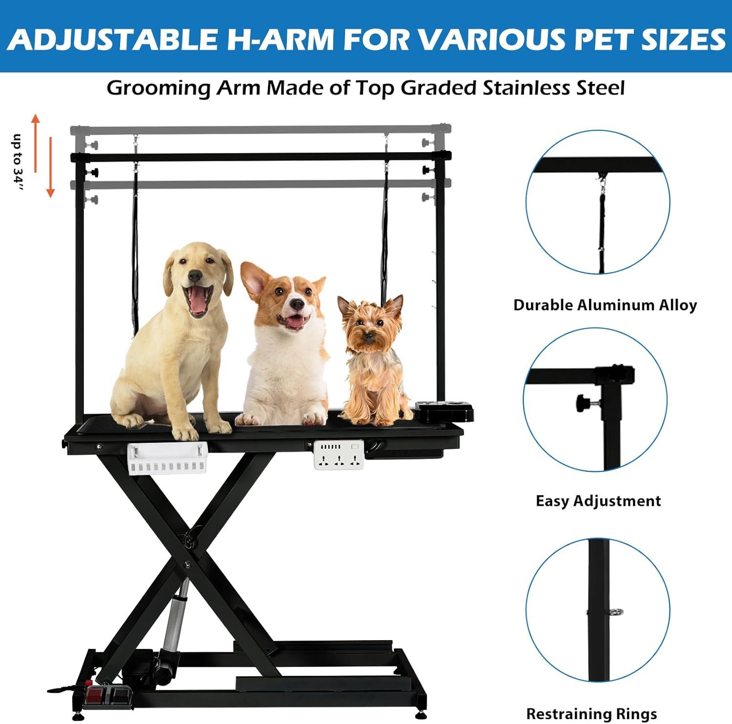 babevy 50'' Electric Dog Grooming Table, Heavy Duty, Height Adjustable Pet Grooming Table | Wayfair