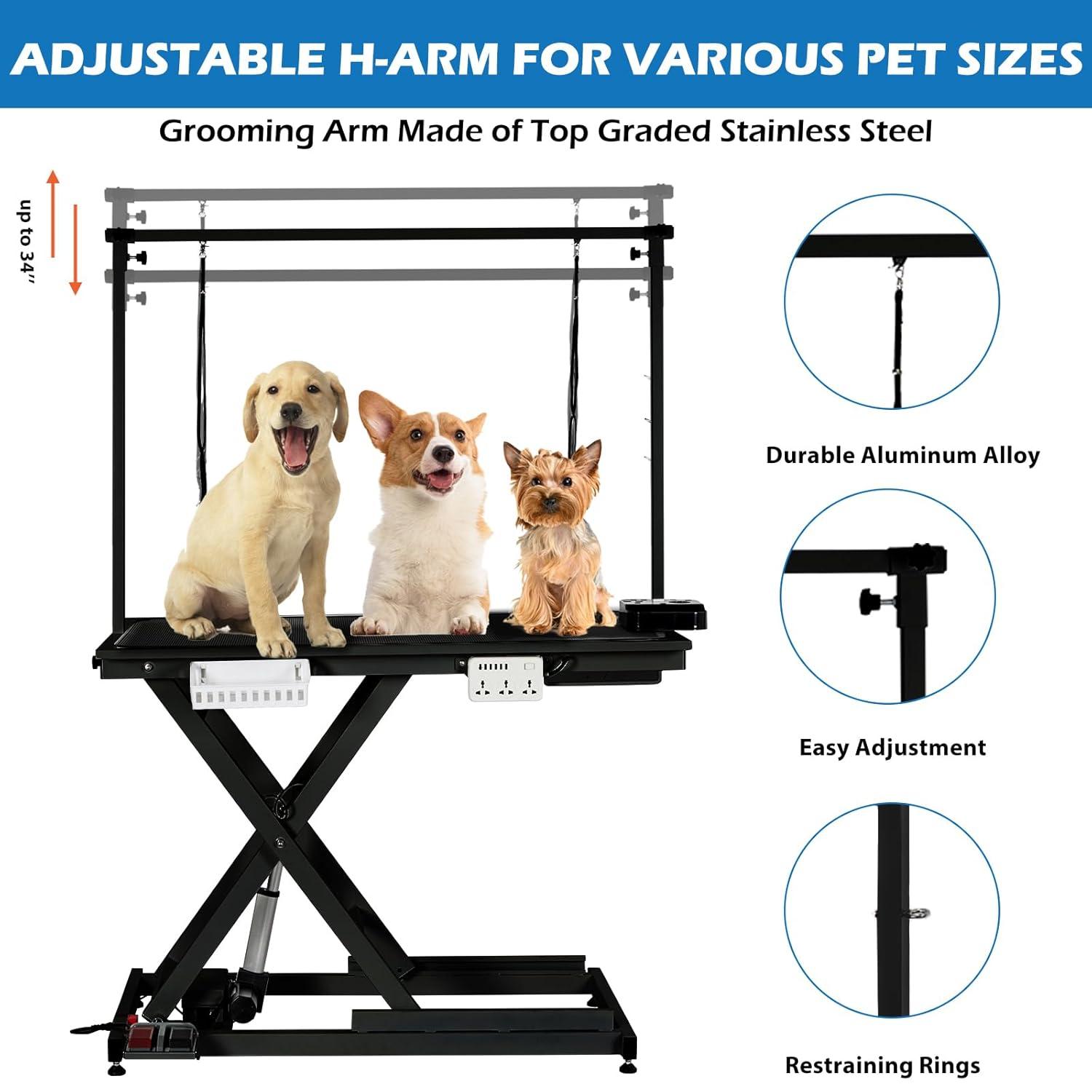babevy 50'' Electric Dog Grooming Table, Heavy Duty, Height Adjustable Pet Grooming Table | Wayfair