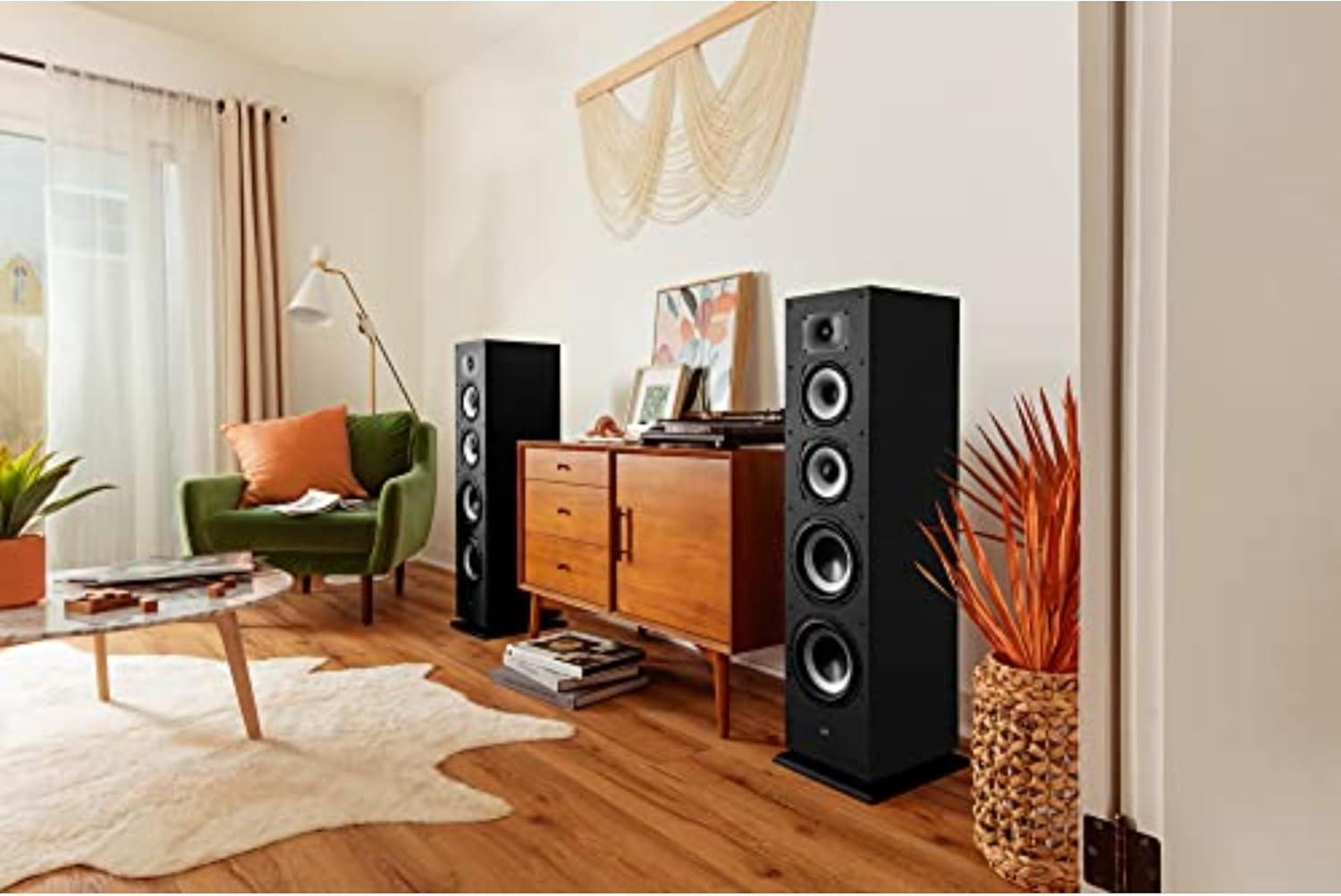 Black MDF Floor-standing Wireless Speaker with Surround Sound