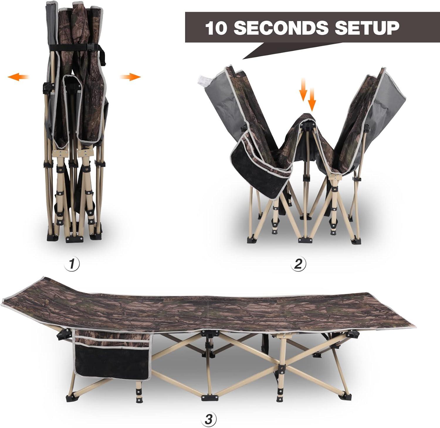 REDCAMP Folding Hunting Cots for Adults 500lbs, XL Sleeping Cots for Hunting, Extra Wide Portable for Camping Outdoor Travel Indoor Home, Camo