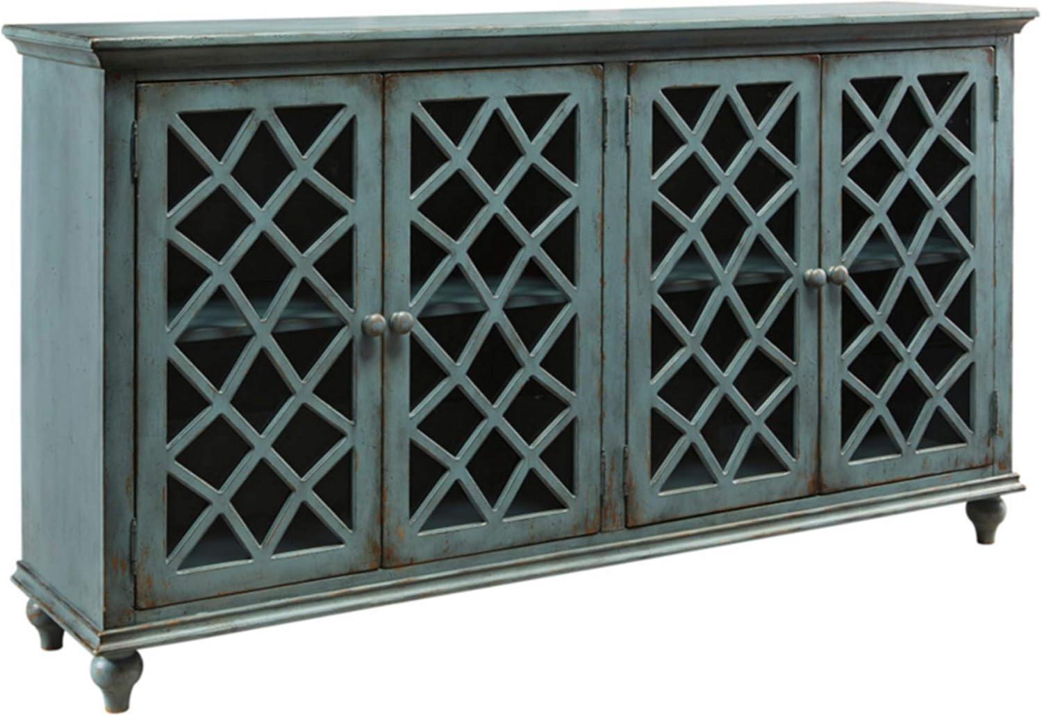 Ashley Furniture Mirimyn Engineered Wood Accent Cabinet in Antique Teal