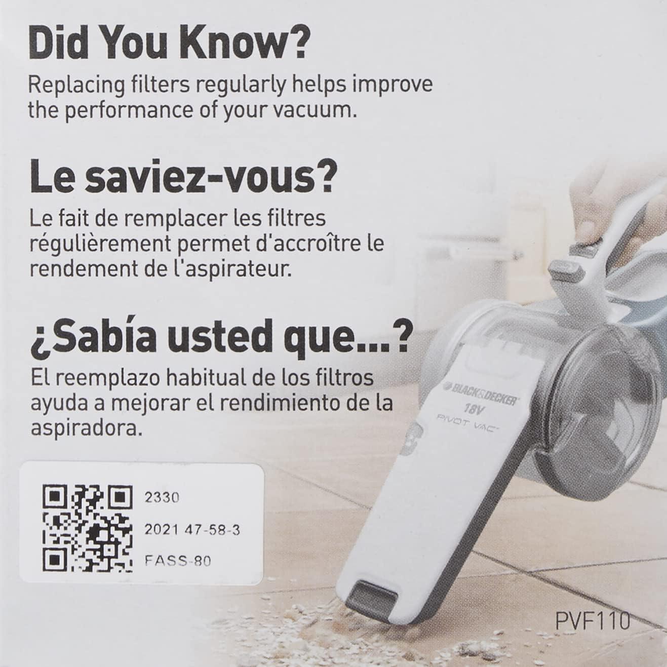 BLACK+DECKER Replacement Filter for PHV1810/PHV1210 Pivot Vacuum, PVF110